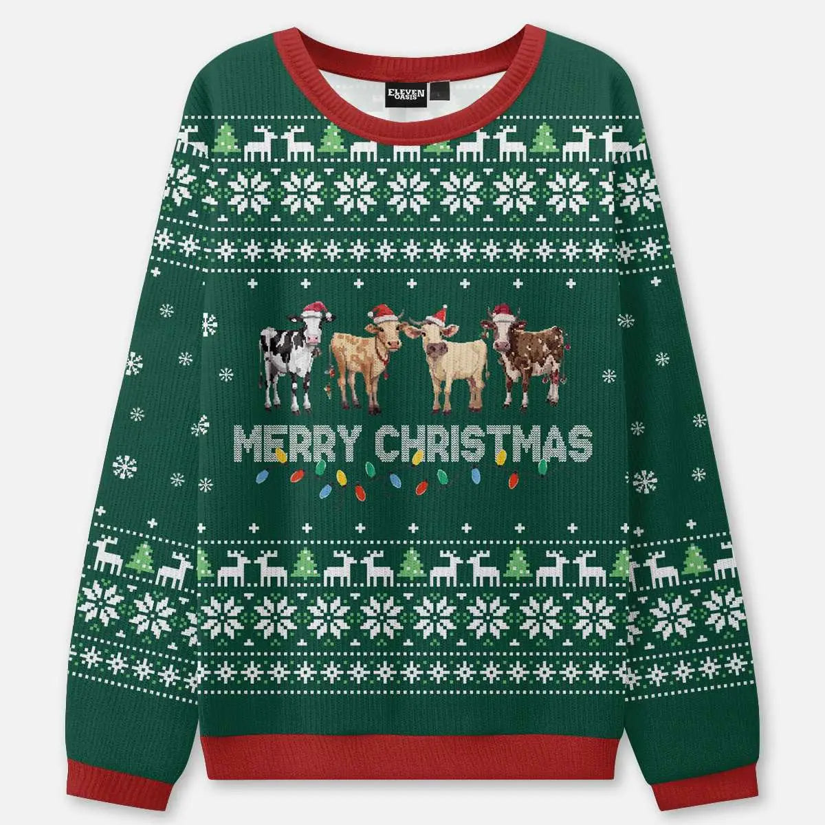 Ugly Christmas Cowboy Cat Meowdy Sweatshirt Eleven Oasis