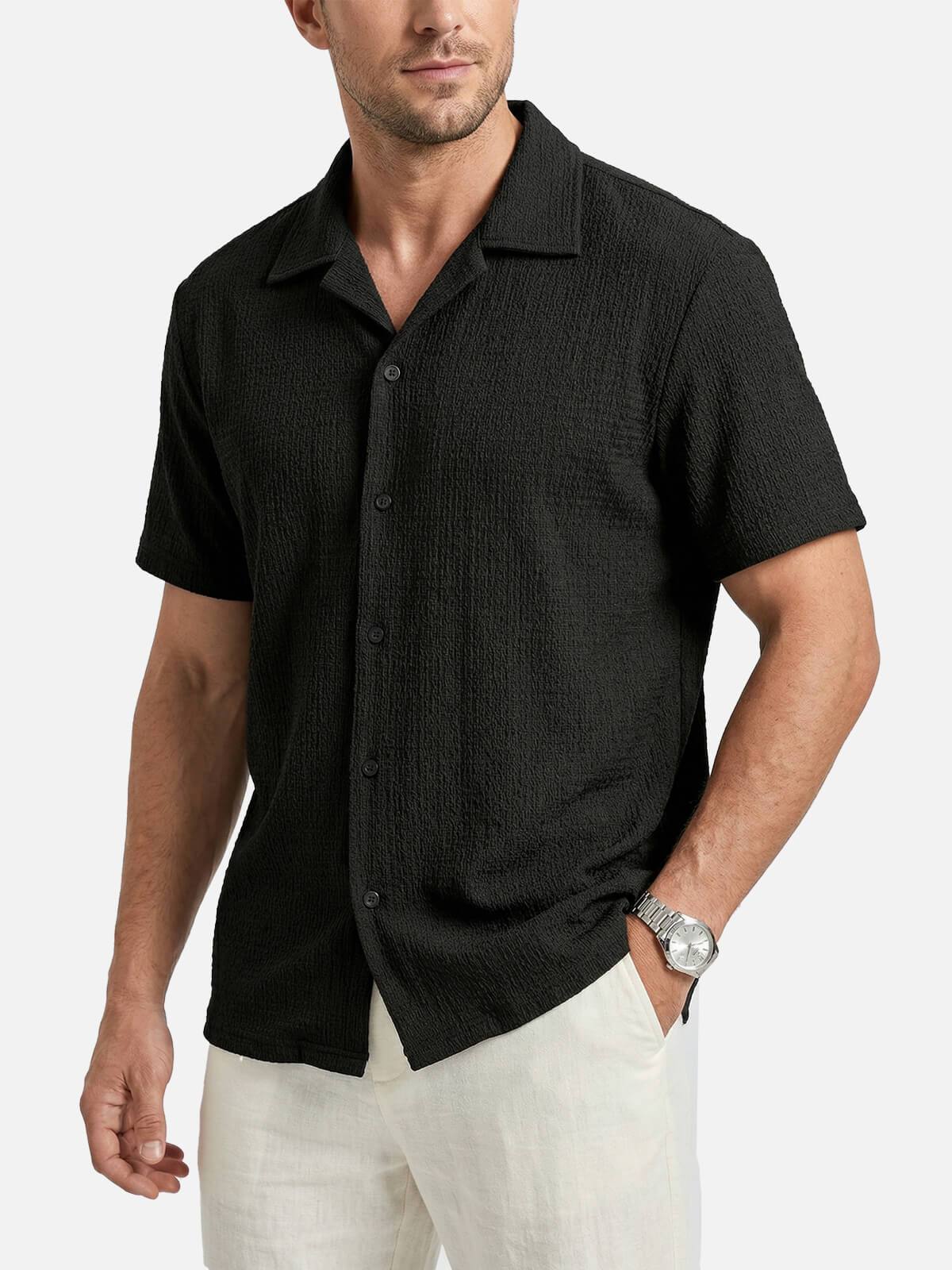 Men's Textured Crinkle Short Sleeve Shirt Eleven Oasis