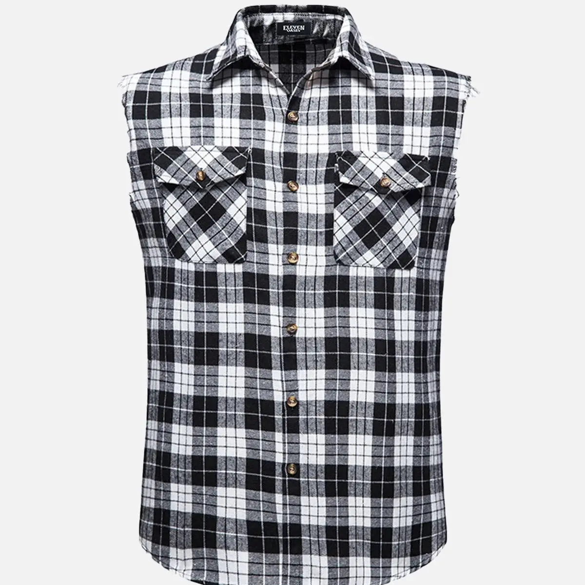 Men's Buffalo Plaid Sleeveless Shirt Eleven Oasis