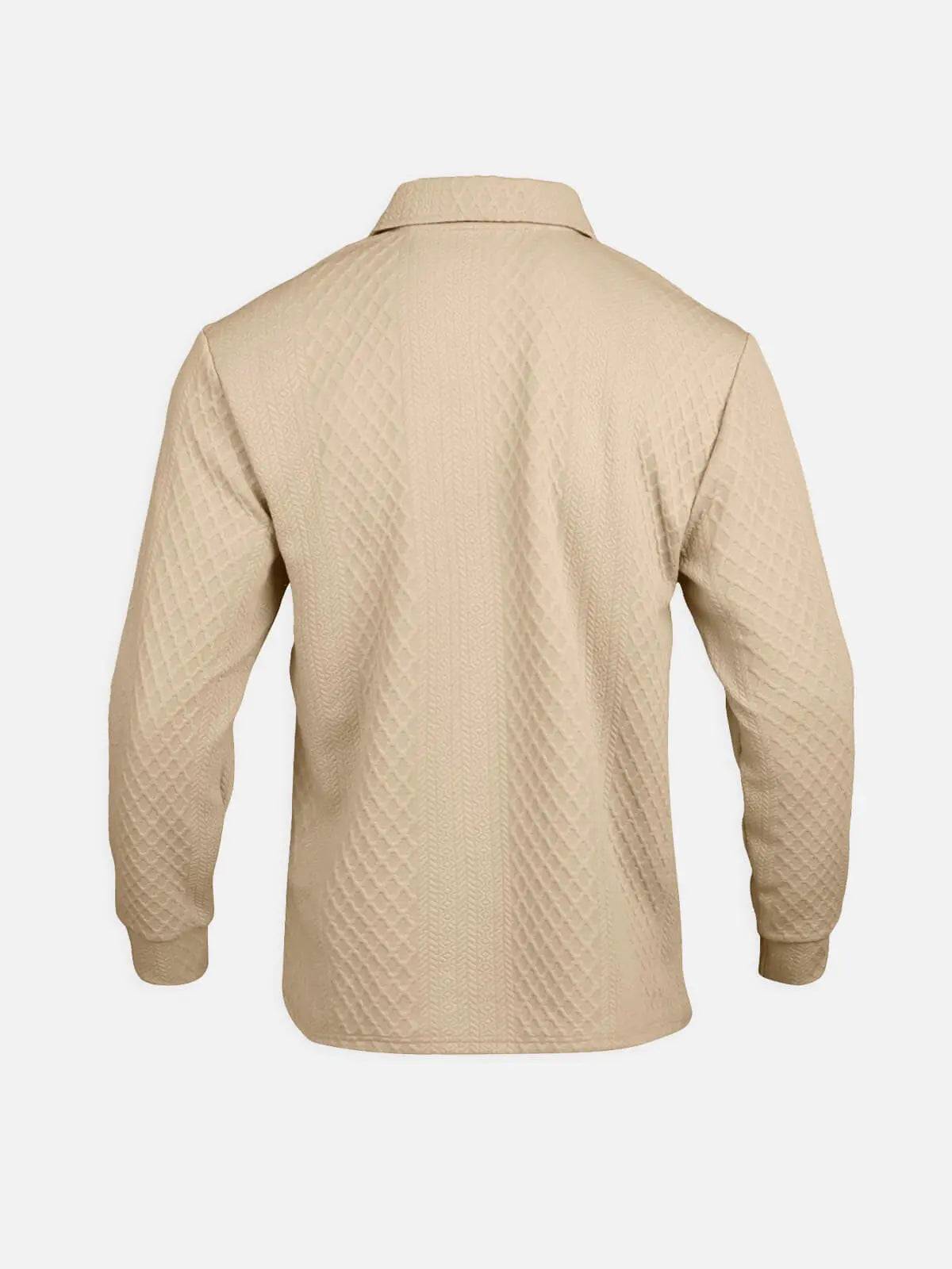 Men's Slim Fit Textured Cable Knit Long Sleeve Polo Shirt Eleven Oasis