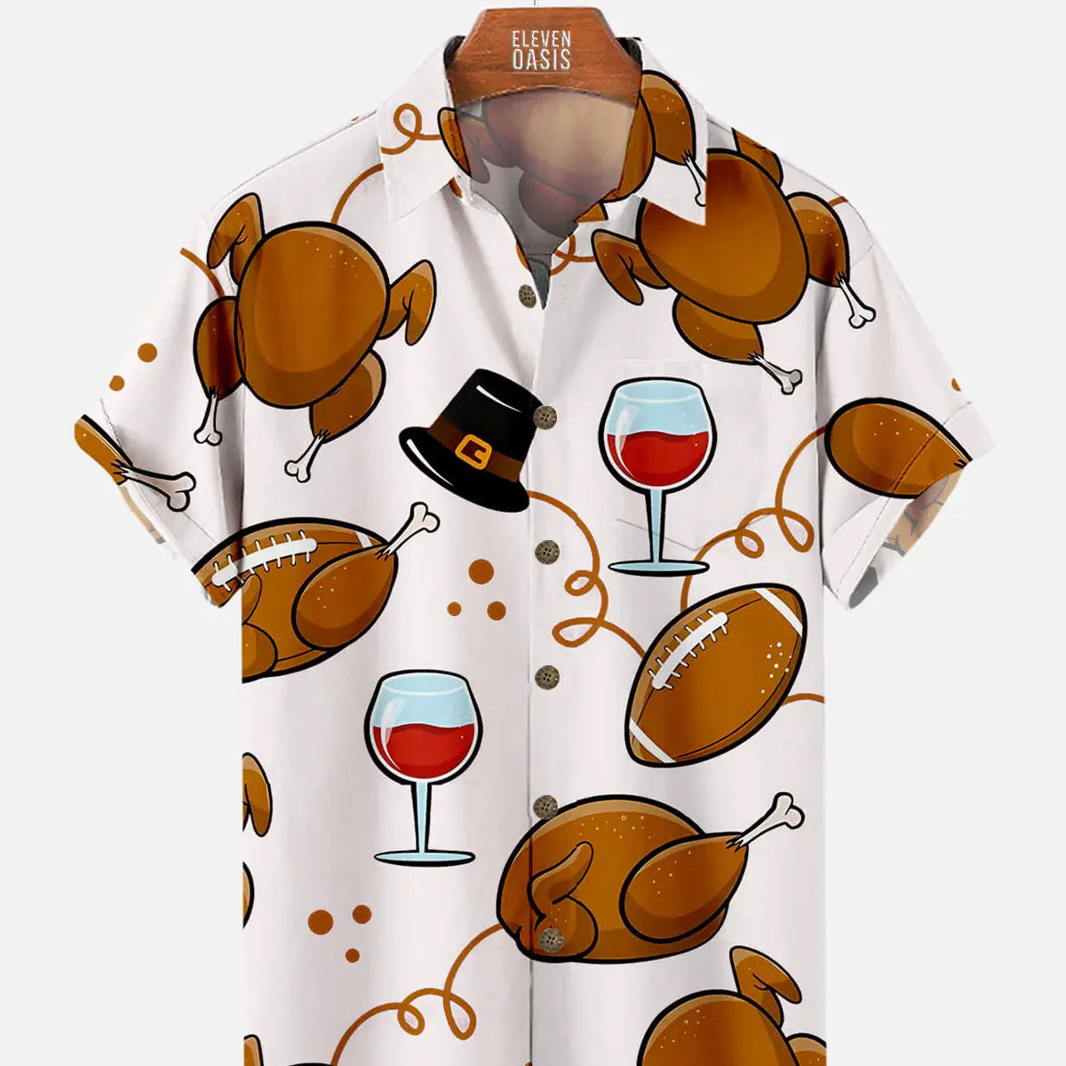 Men's Thanksgiving Short Sleeve Shirt With Turkey And Red Wine PatternMens short sleeve shirts Big and tall Mens shirts Short sleeve shirts for men Mens 4xl shirts Casual short sleeve shirts