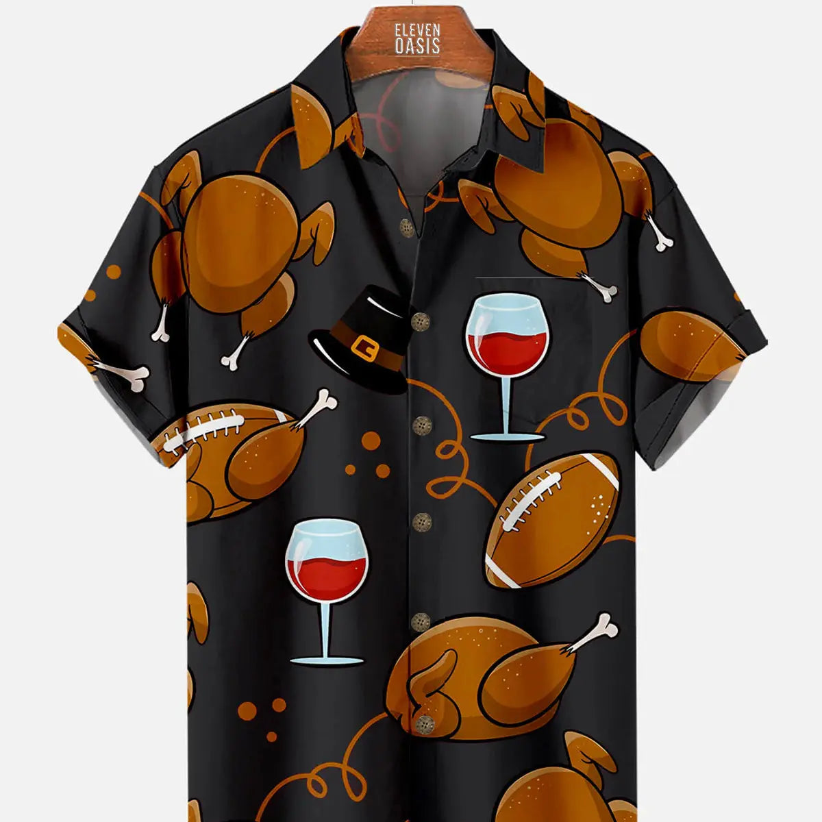Men's Thanksgiving Short Sleeve Shirt With Turkey And Red Wine PatternMens short sleeve shirts Big and tall Mens shirts Short sleeve shirts for men Mens 4xl shirts Casual short sleeve shirts