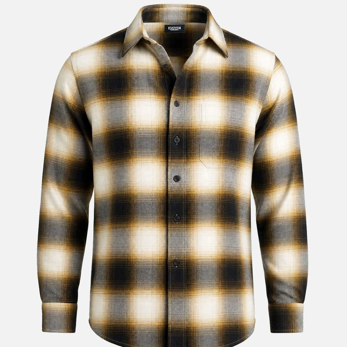 Men's Brushed Cotton Ombre Plaid Long Sleeve Shirt Eleven Oasis