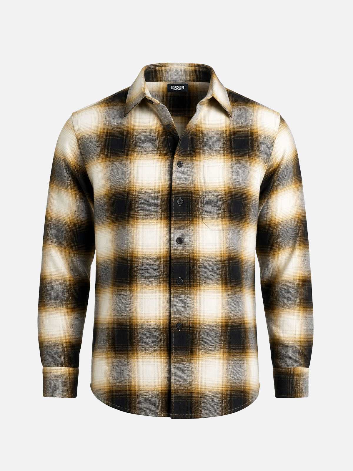 Men's Brushed Cotton Ombre Plaid Long Sleeve Shirt Eleven Oasis