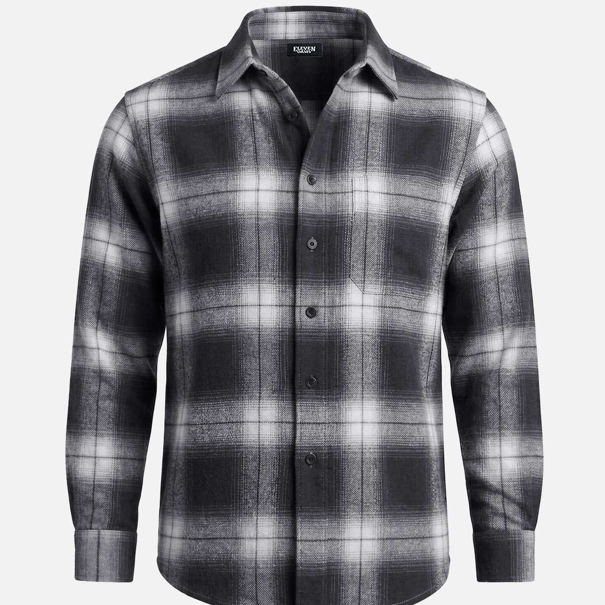 Men's Brushed Cotton Ombre Plaid Long Sleeve Shirt Eleven Oasis