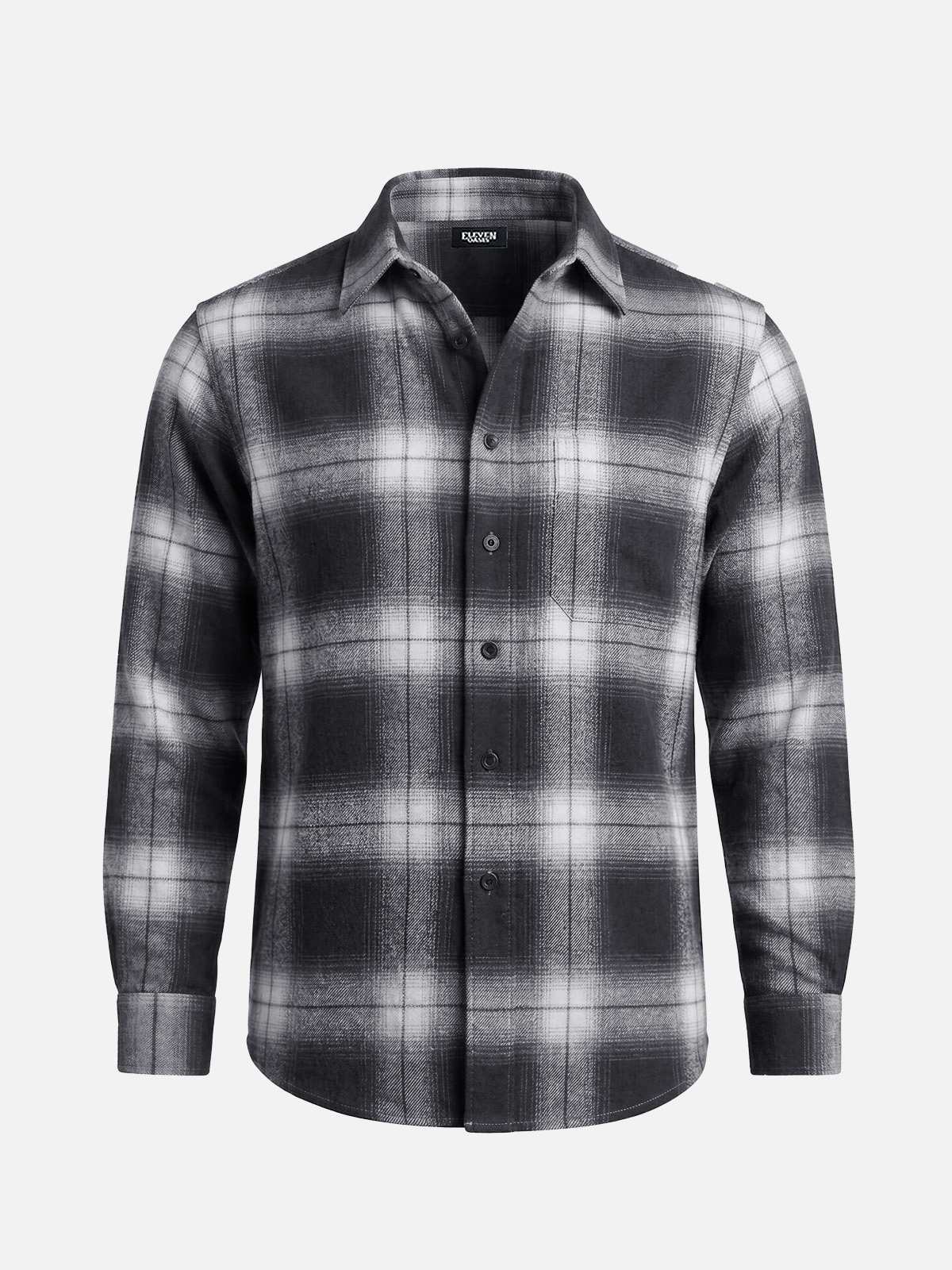 Men's Brushed Cotton Ombre Plaid Long Sleeve Shirt Eleven Oasis