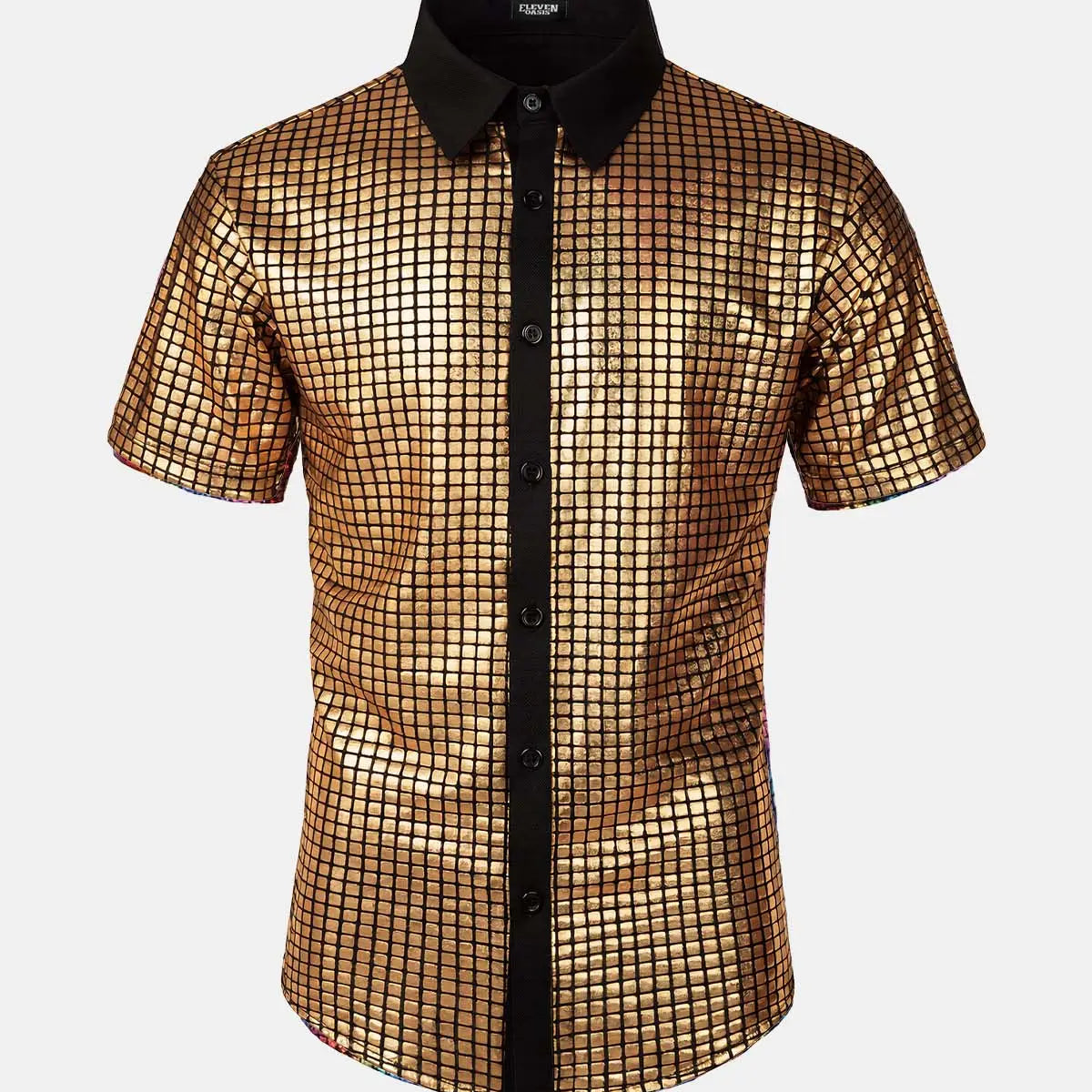 Men's Metallic Grid Short Sleeve Shirt Eleven Oasis