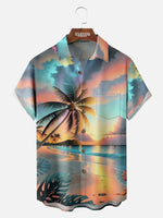 Men's Tropical Sunset Paradise Short Sleeve Shirt Eleven Oasis