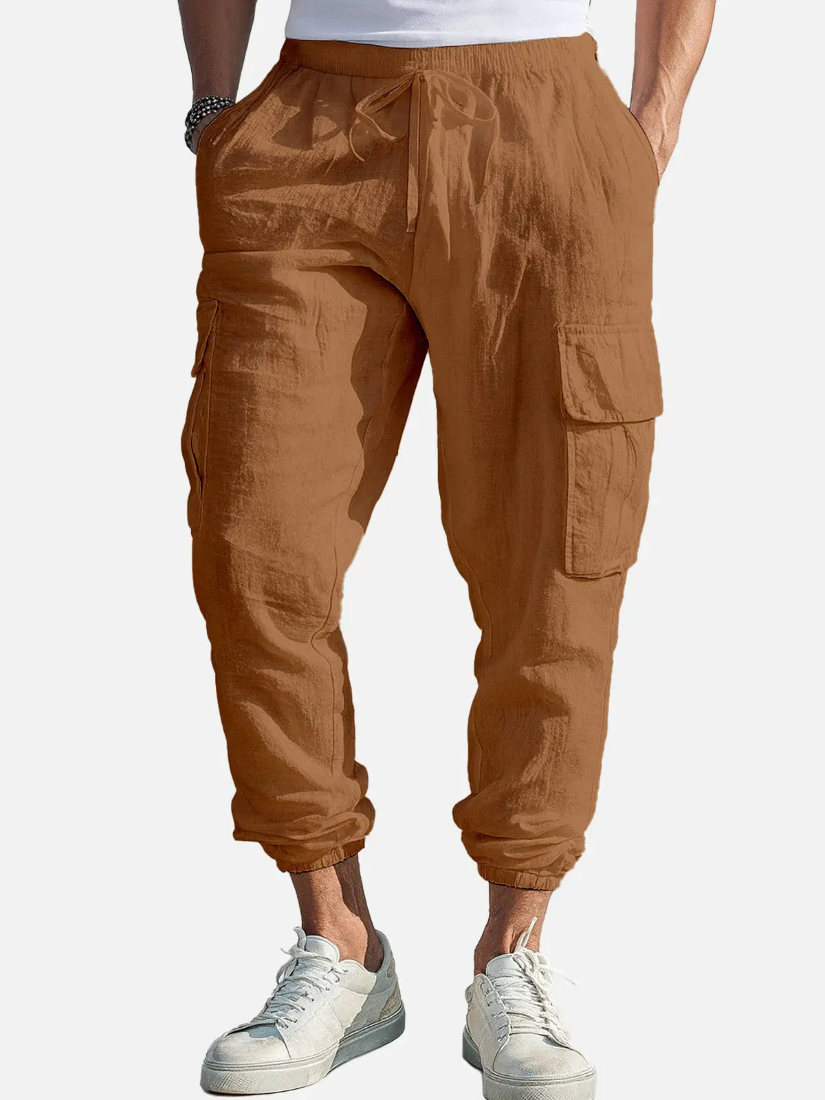 Men's Casual Linen Cargo Jogger Pants ElevenOasis