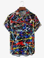 Men's Modern Art Paint Splashes Splatter Print Casual ShirtMens short sleeve shirts Big and tall Mens shirts Short sleeve shirts for men Mens 4xl shirts Casual short sleeve shirts