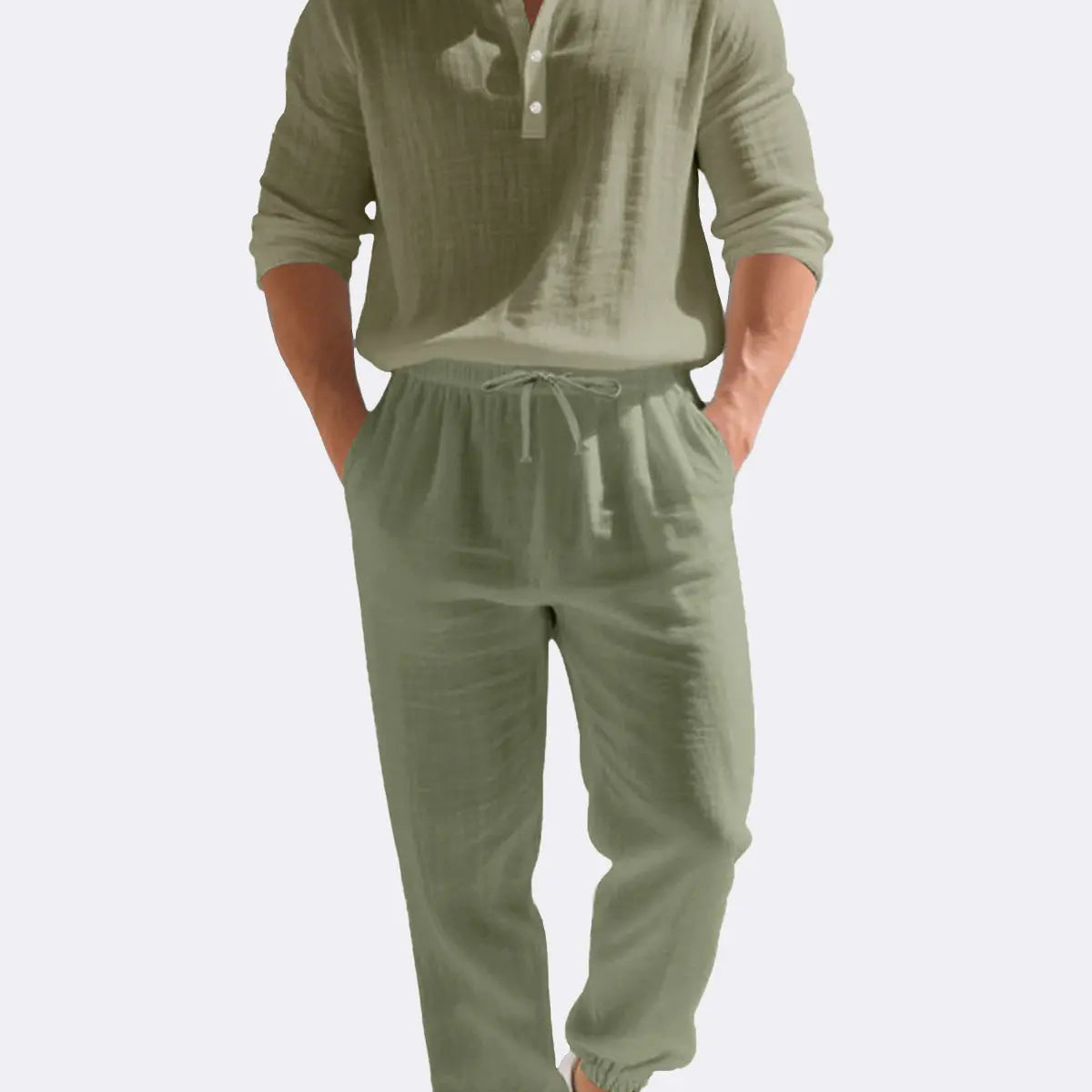 Men's Linen Long Sleeve Set ElevenOasis