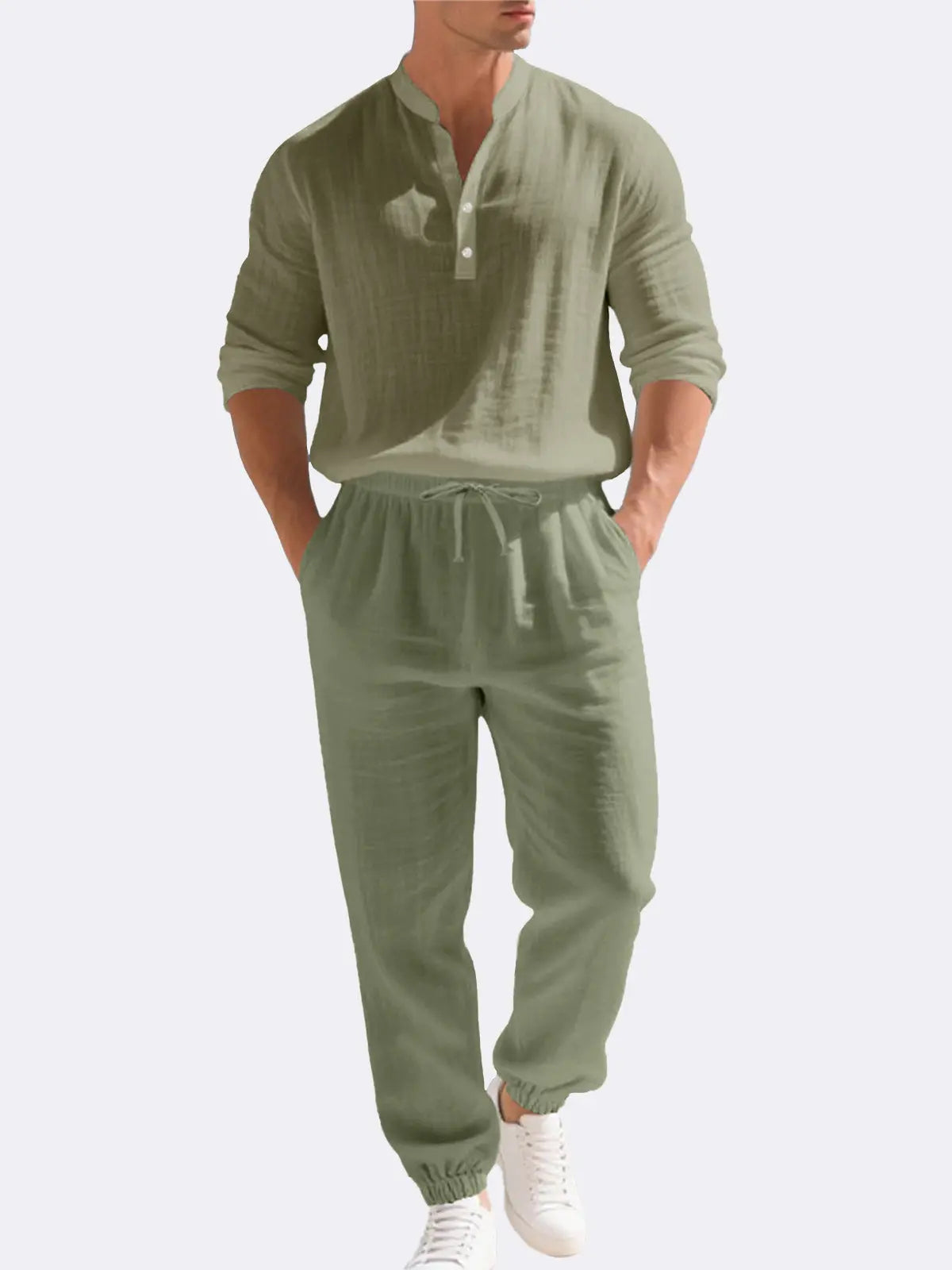 Men's Linen Long Sleeve Set ElevenOasis
