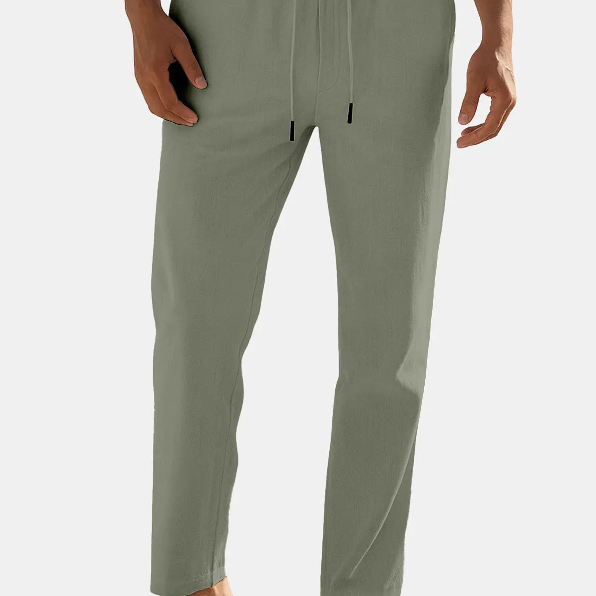 Men's Regular Fit Linen Blend Drawstring Pants ElevenOasis