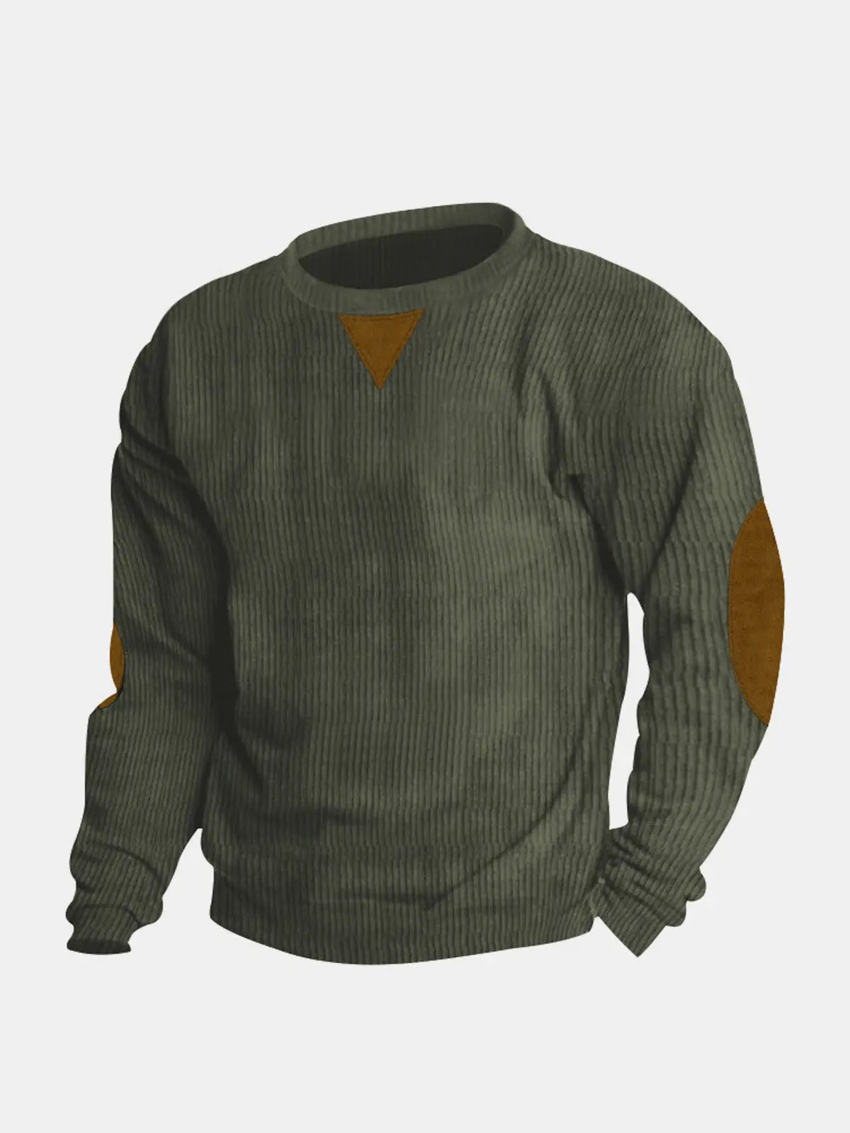 Men's Corduroy Elbow Patch Crew Neck Sweatshirt ElevenOasis