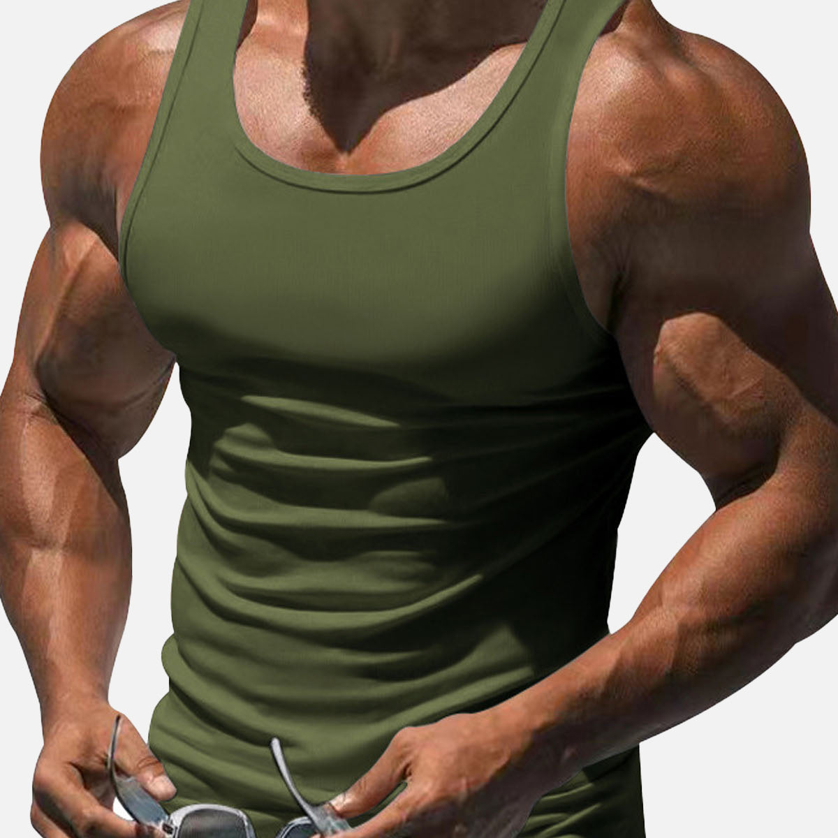 Men's Solid Color Slim Fit Tank Top ElevenOasis