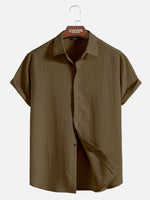 Men's Everyday Crinkle Texture Short Sleeve Shirt ElevenOasis