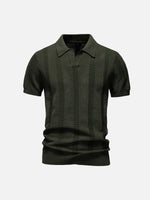Men's Textured Stripe Knit Polo Shirt Eleven Oasis