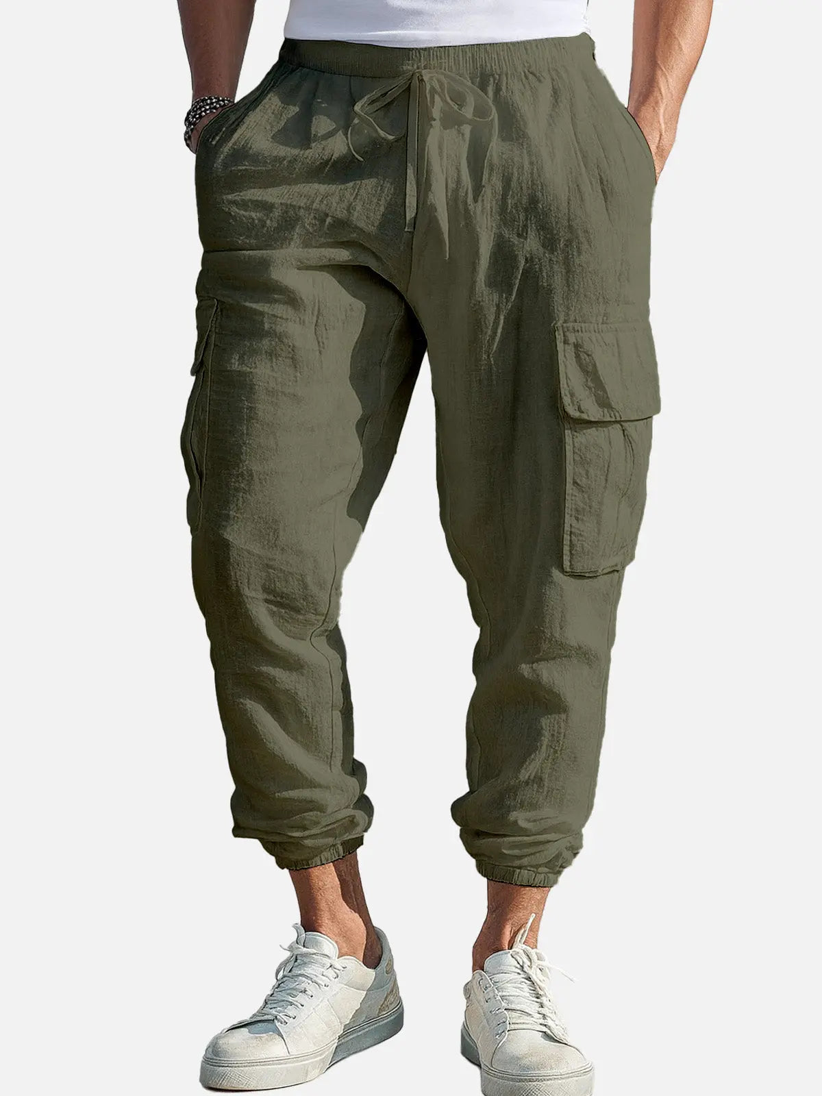 Men's Casual Linen Cargo Jogger Pants ElevenOasis