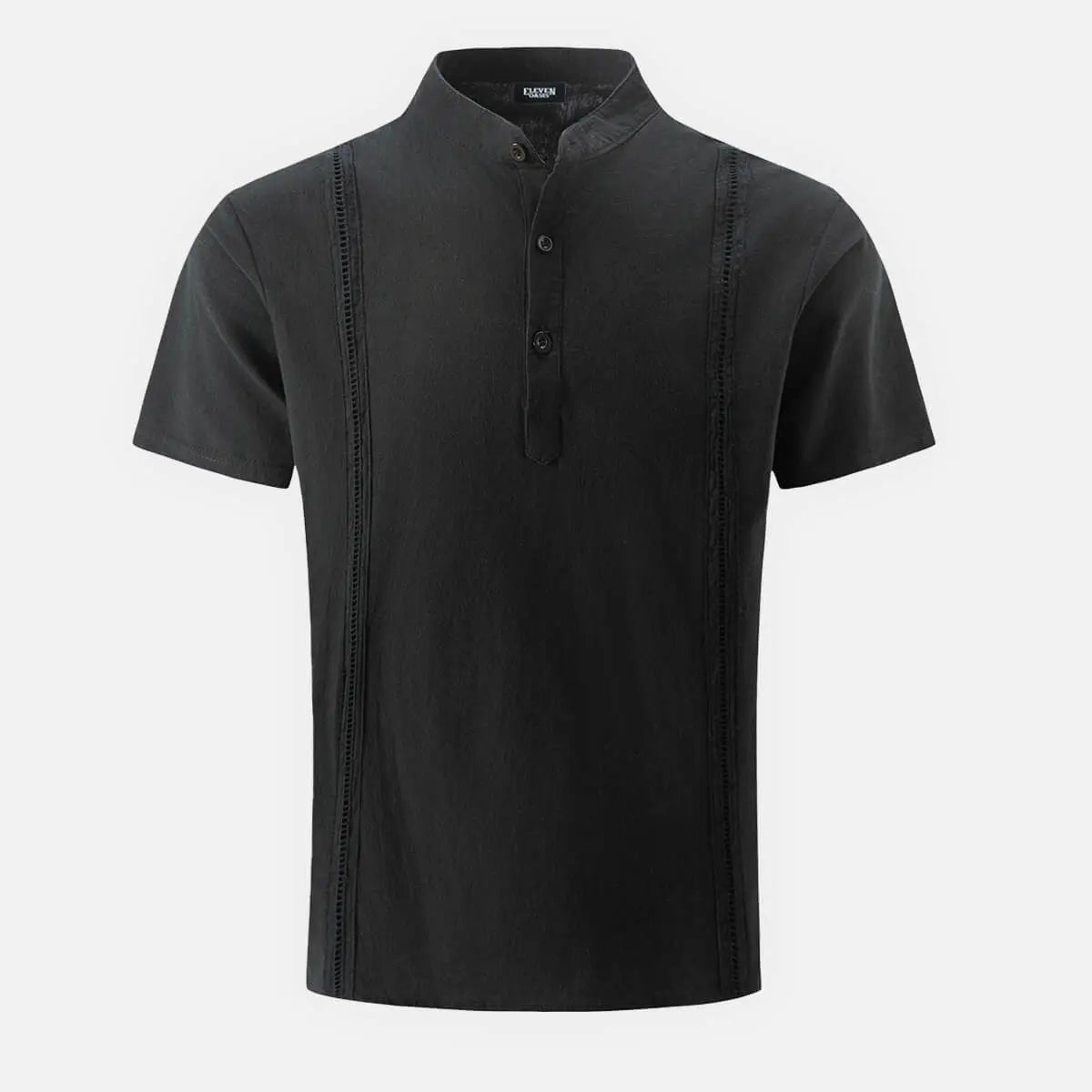 Men's Guayabera-Inspired Classic Cotton-Linen Short Sleeve Henley Shirt Eleven Oasis