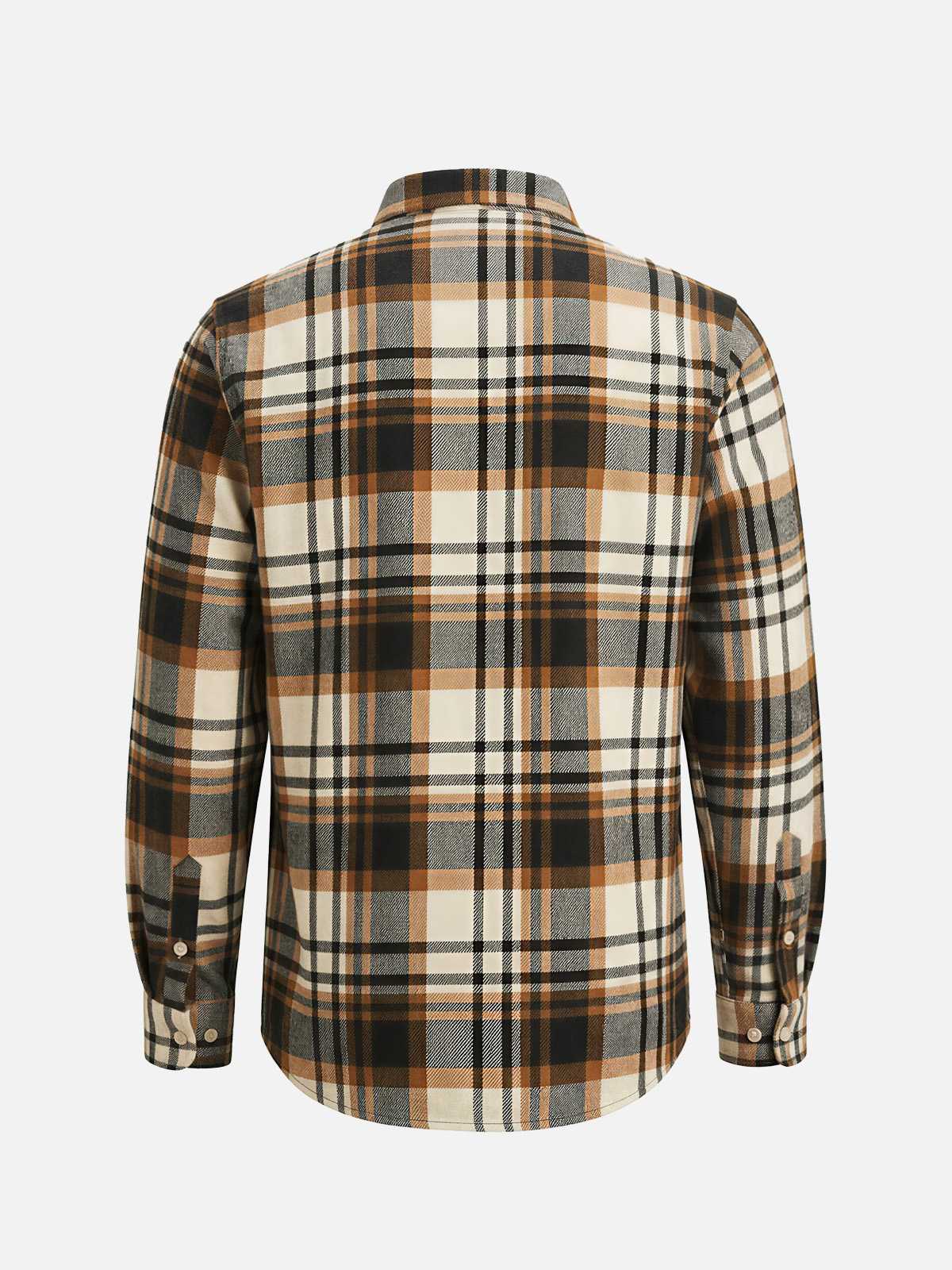 Men's Brushed Cotton Plaid Pocket Long Sleeve Shirt Eleven Oasis