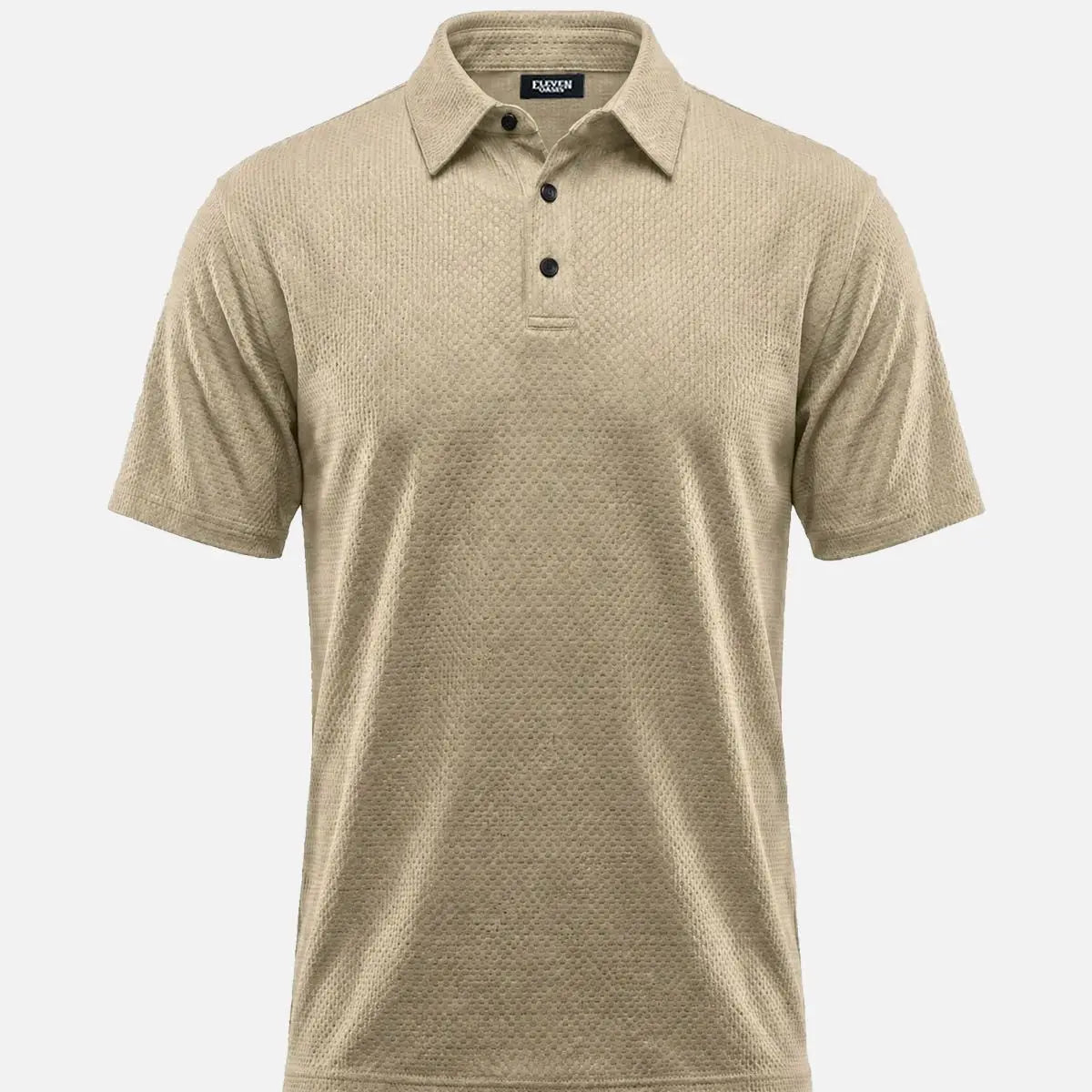 Men's Textured Knit Short Sleeve Polo Shirt ElevenOasis