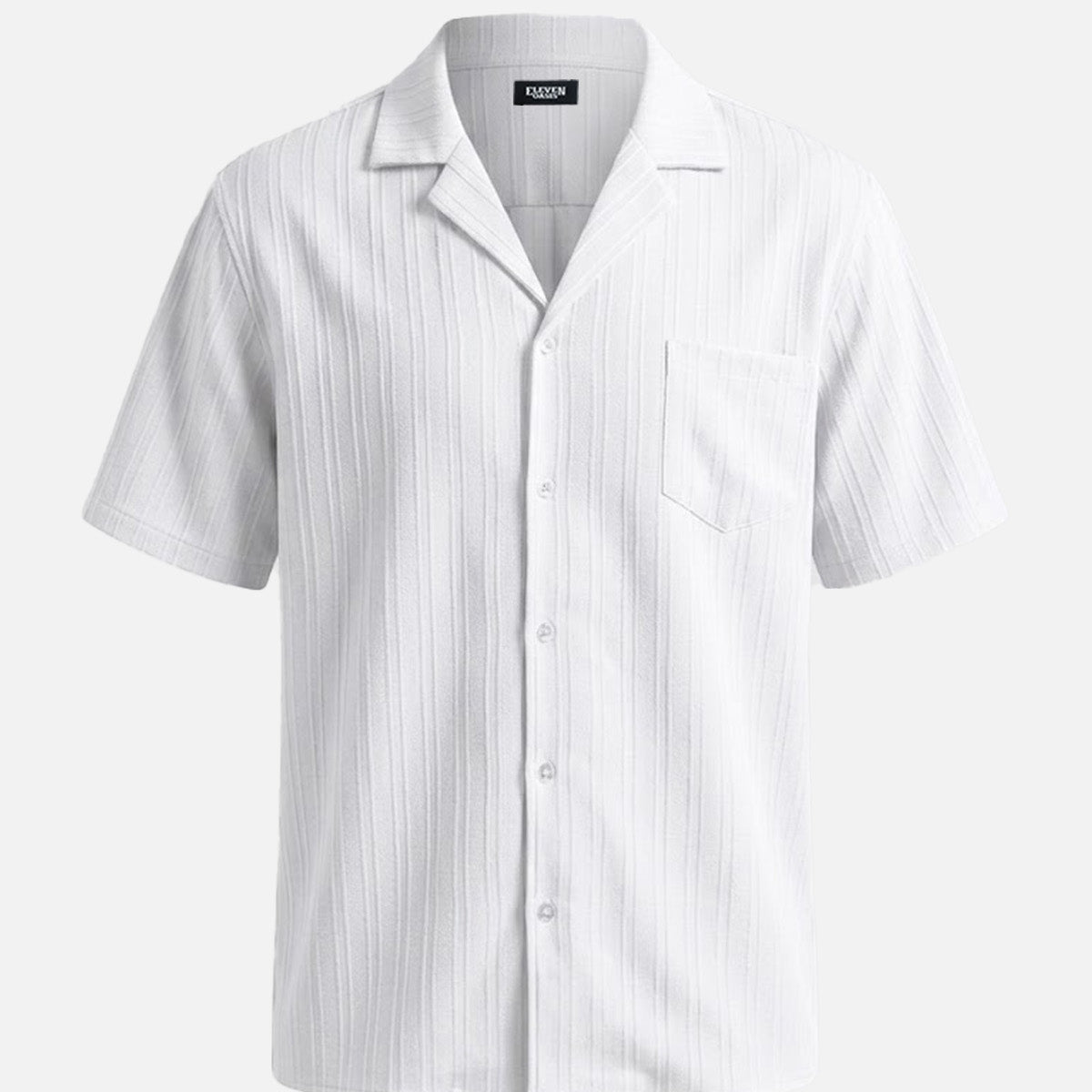 Men's Textured Camp Collar Short Sleeve Shirt ElevenOasis