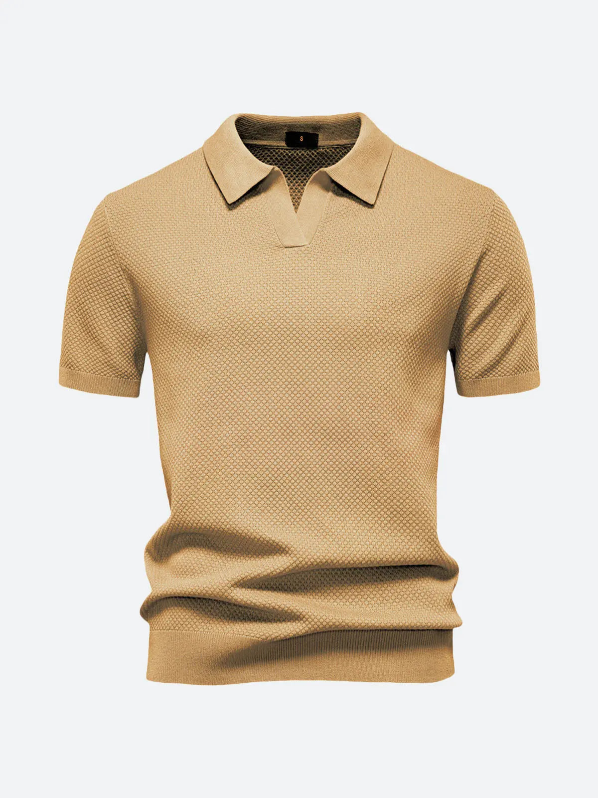 Men's Textured Knit Polo Short Sleeve Shirt ElevenOasis