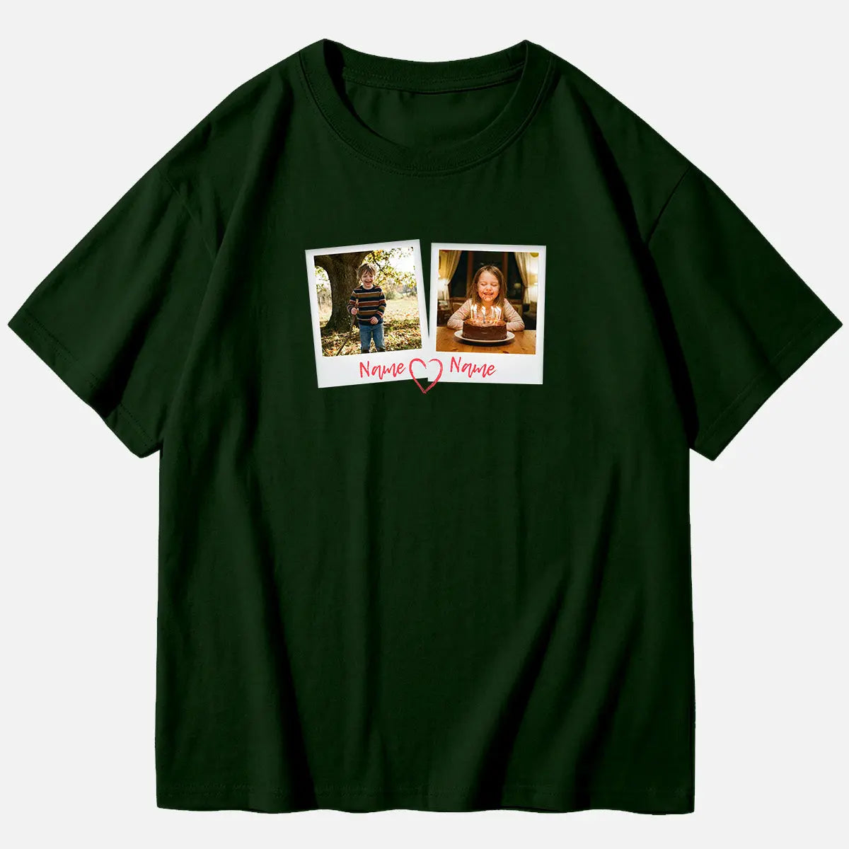 Custom Photos & Names Cotton Short Sleeve T-Shirt Eleven Oasis