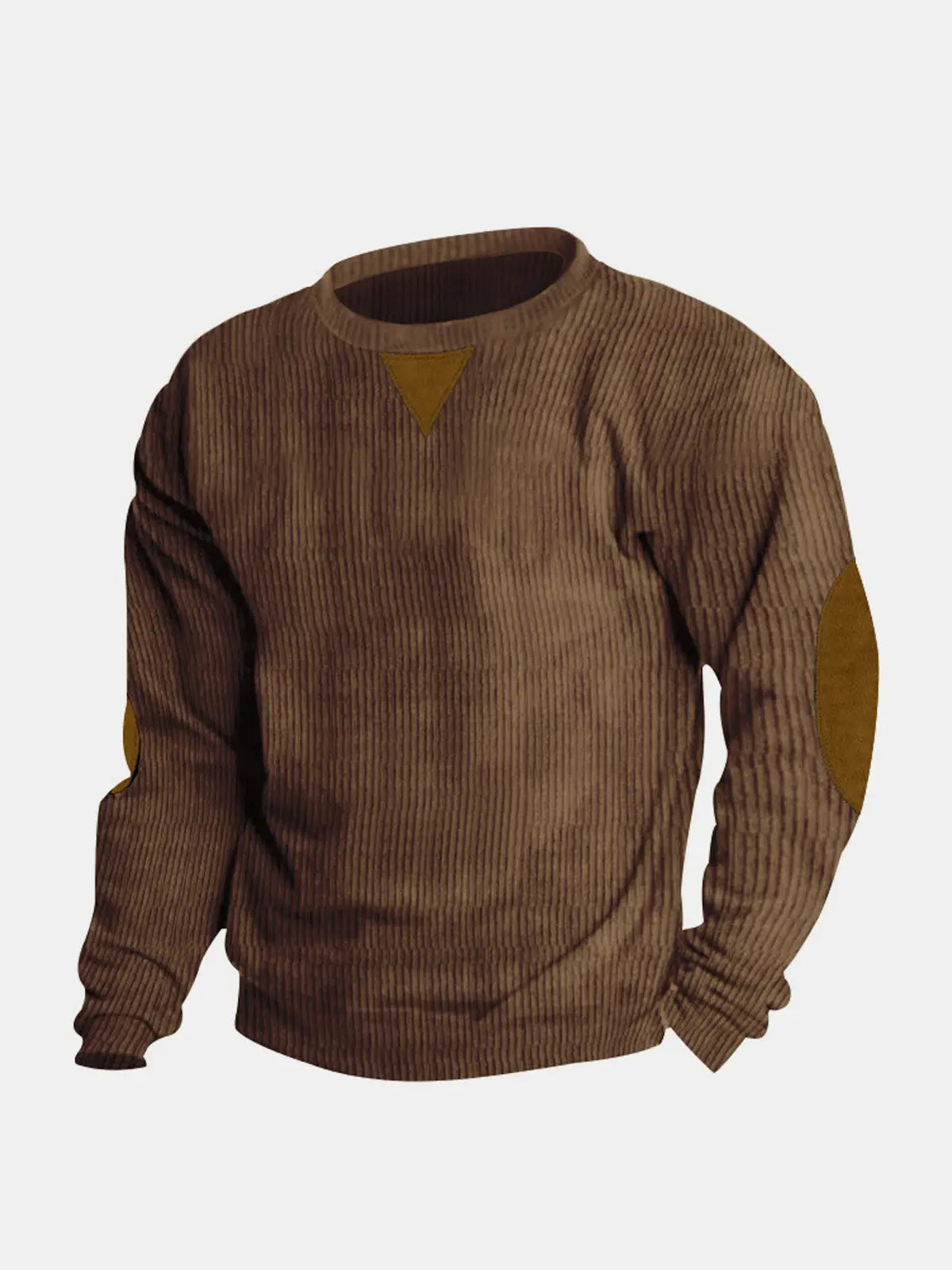 Men's Corduroy Elbow Patch Crew Neck Sweatshirt ElevenOasis