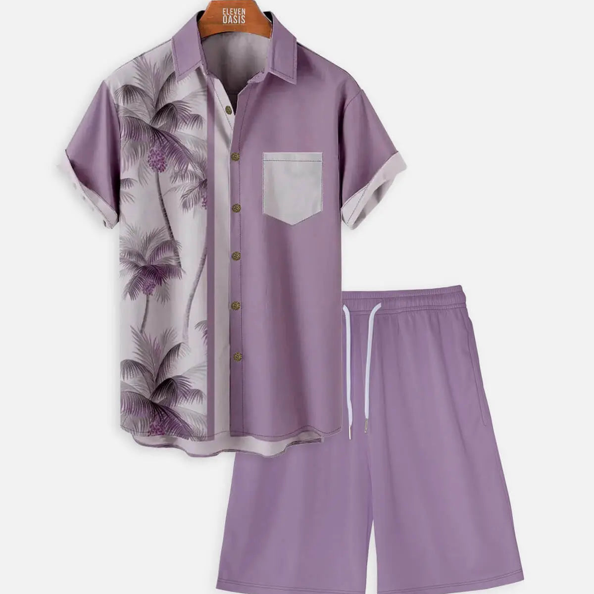 Men's Purple Casual Drawstring Shorts Eleven Oasis