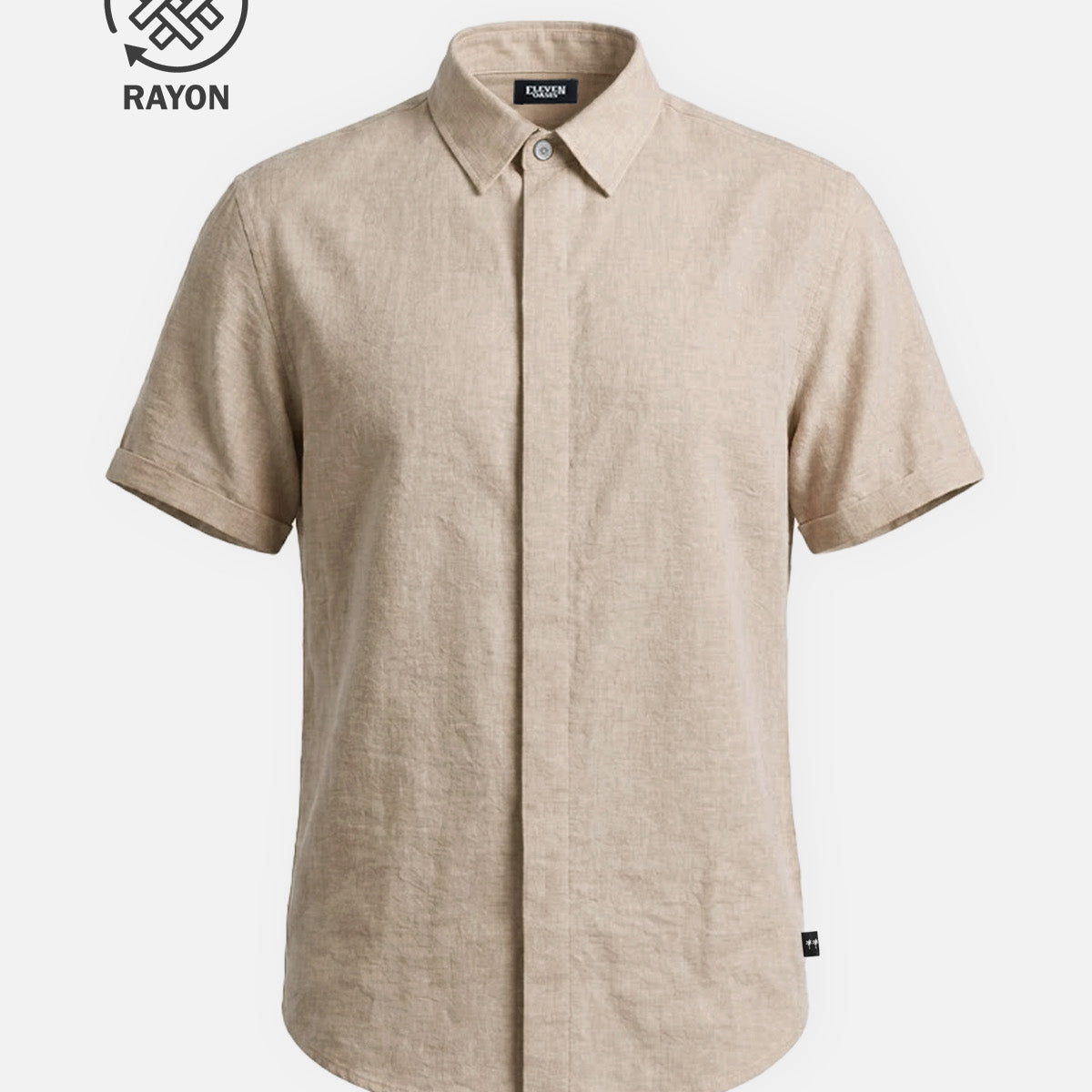 Men's Linen Cotton Blend Short Sleeve Shirt ElevenOasis