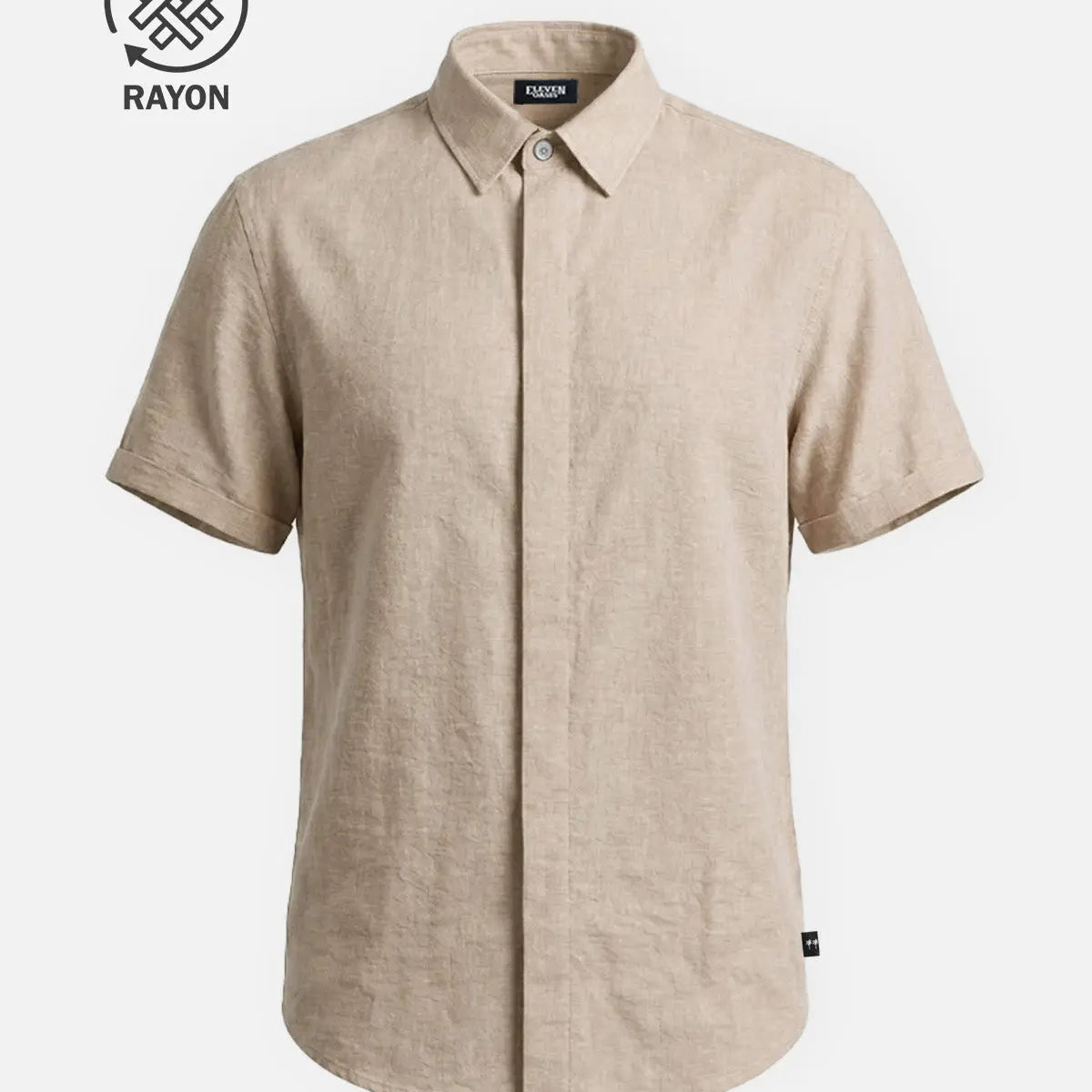 Men's Linen Cotton Blend Short Sleeve Shirt ElevenOasis