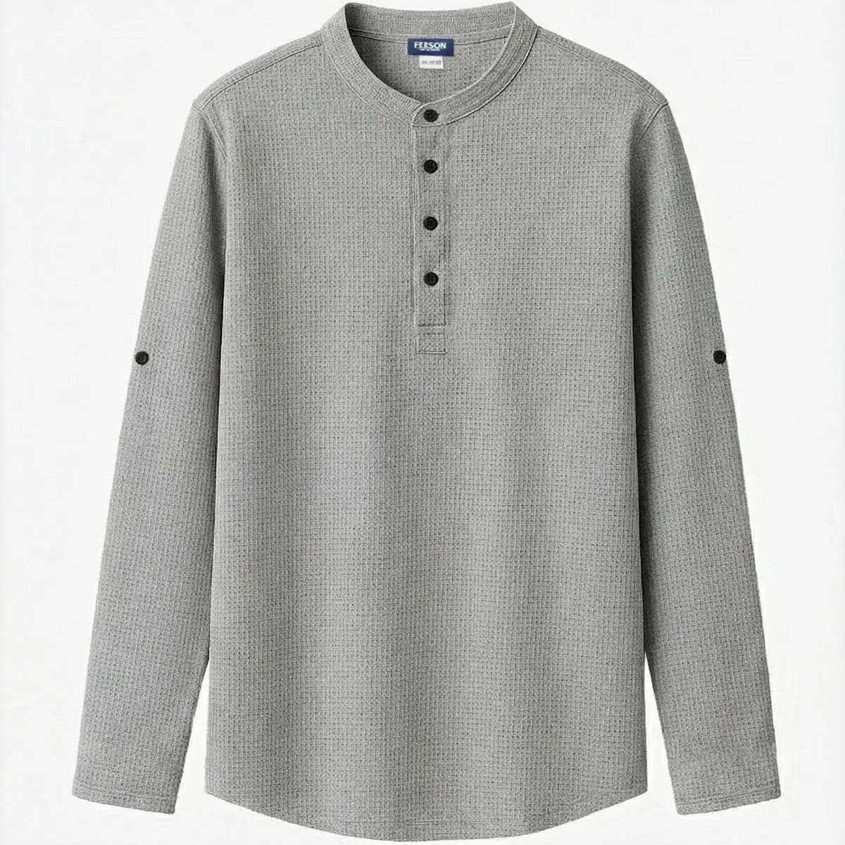 Men's Waffle Knit Henley Long Sleeve Shirt ElevenOasis