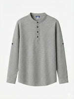 Men's Waffle Knit Henley Long Sleeve Shirt ElevenOasis