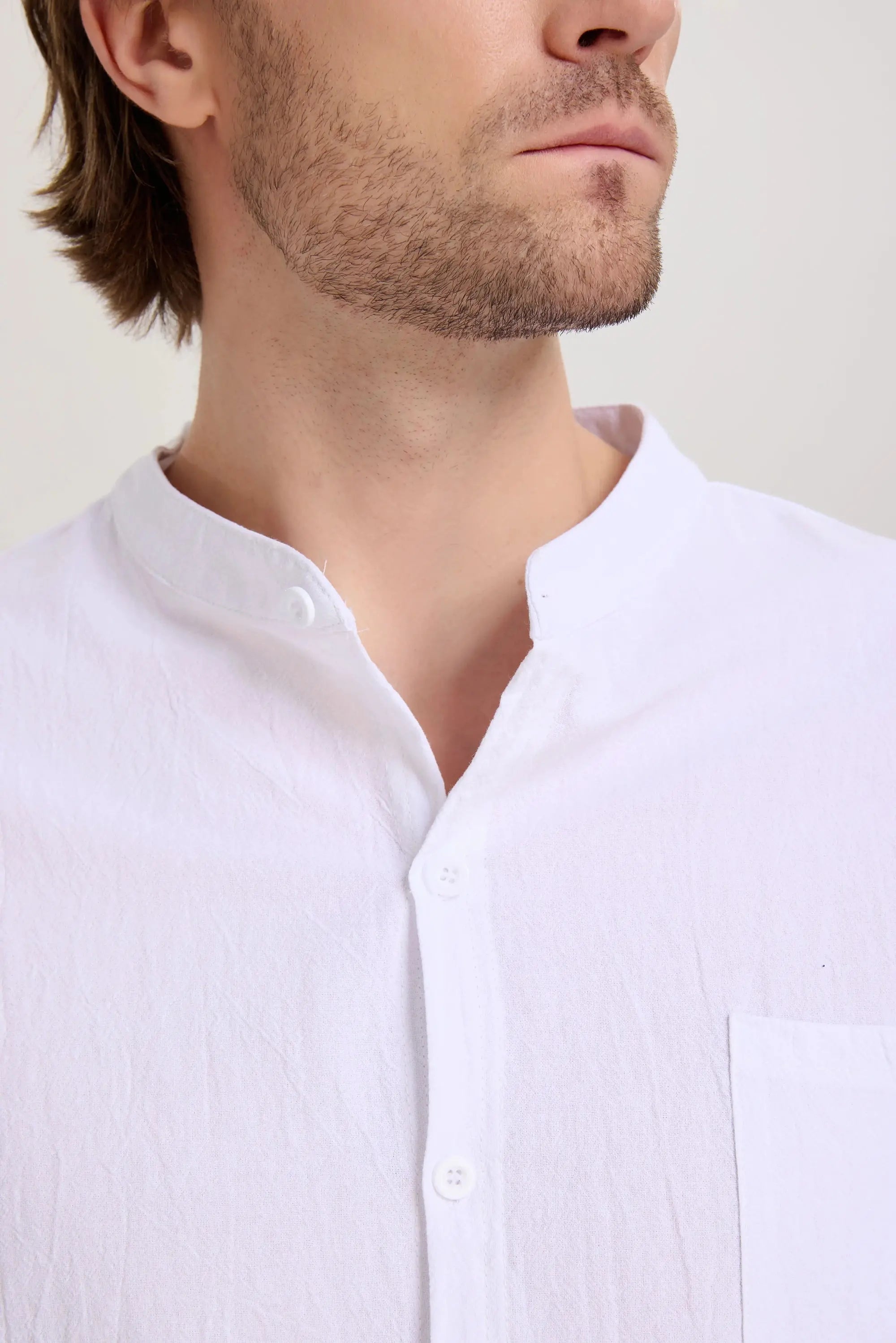 Men's Solid Color Linen Long Sleeve Elastic Waist Wide Leg Set Vacation Slow Living Linen Ensemble ElevenOasis