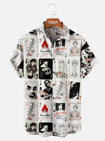Tall Men's Vintage Playing Cards Collage Short Sleeve Shirt Eleven Oasis
