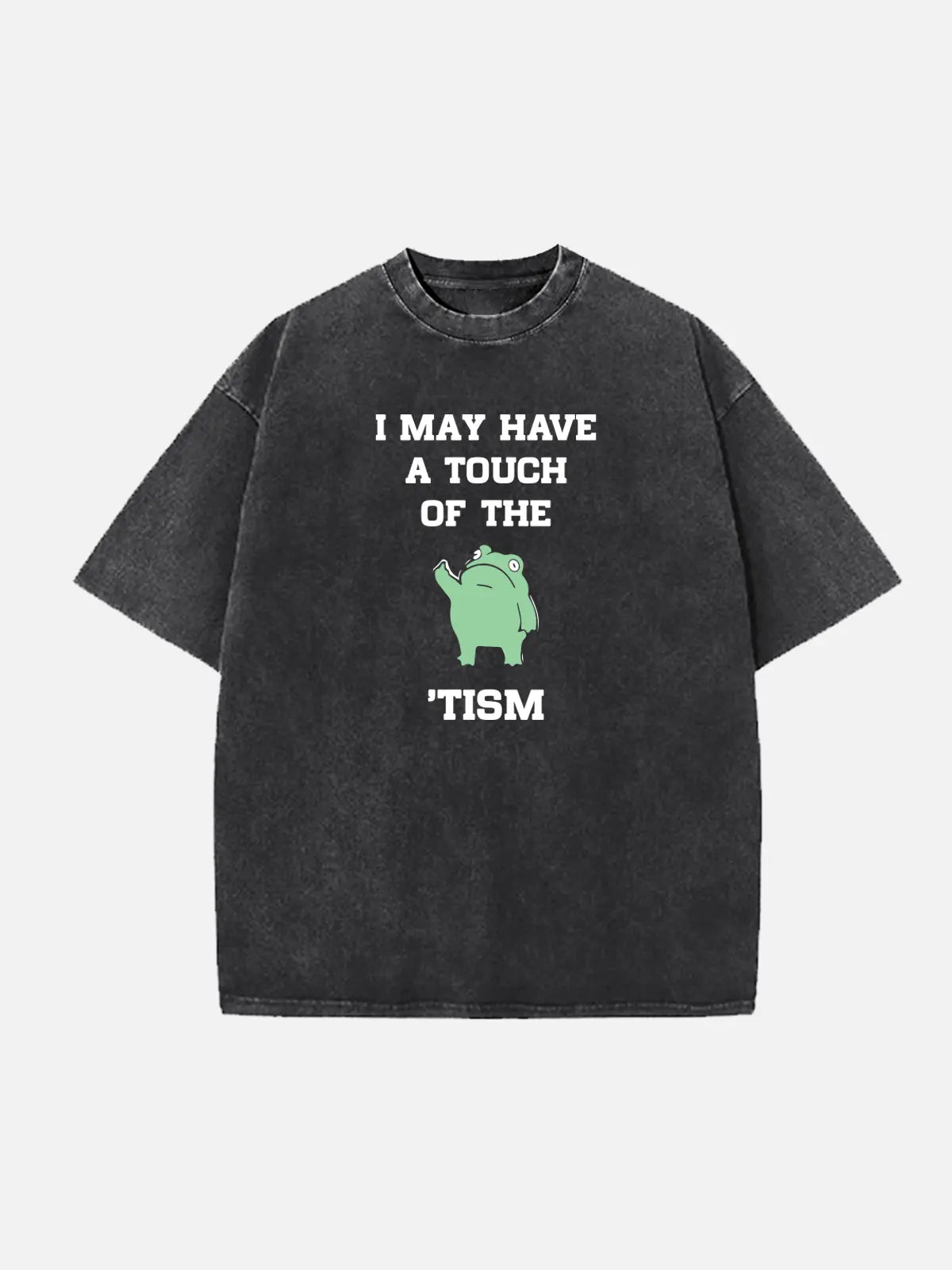 Touch of the Tism Frog Meme Acid Wash Cotton T-Shirt ElevenOasis