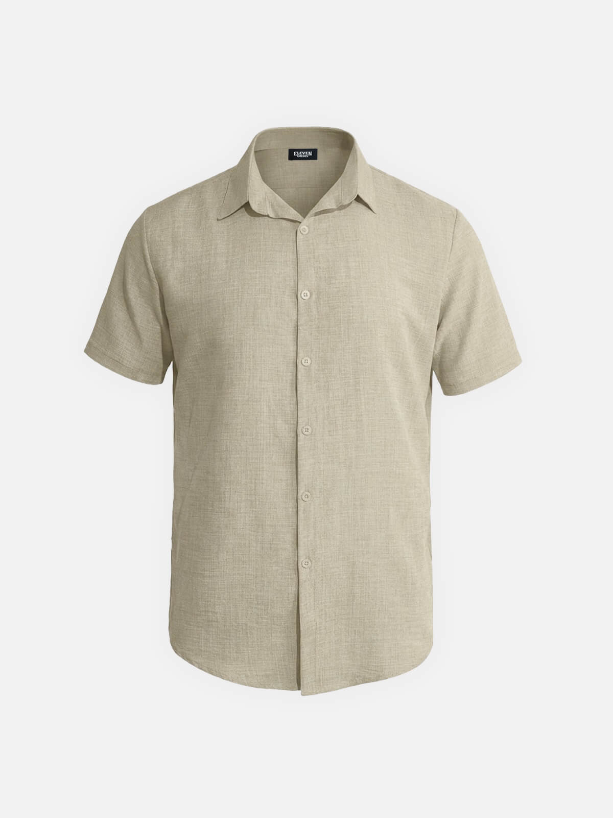 Men's Tonal Button Linen-Blend Short Sleeve Shirt Eleven Oasis