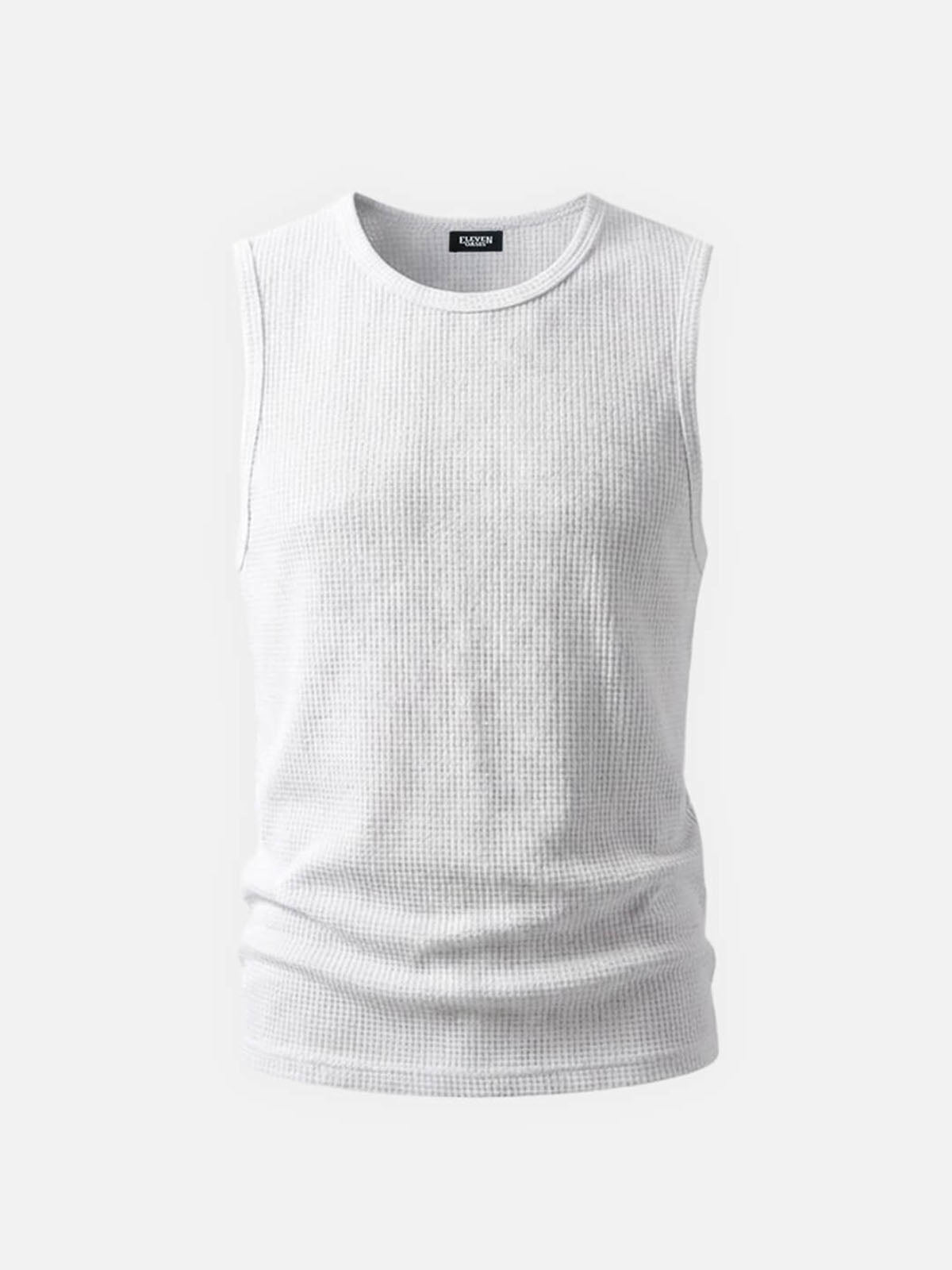 Men's Waffle Knit Crew Neck Tank Top Eleven Oasis
