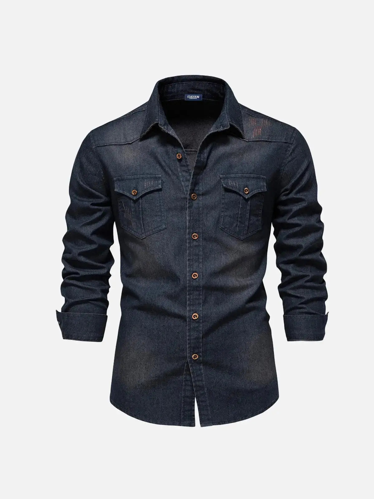 Men's Classic Denim Western Long Sleeve Shirt ElevenOasis