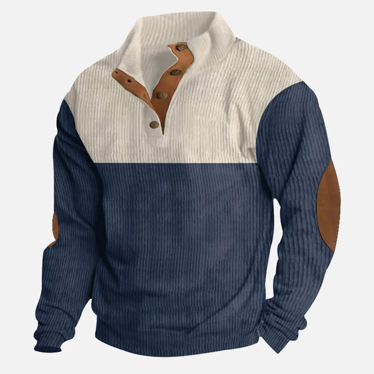 Men's Colorblock Henley Pullover Sweatshirt ElevenOasis