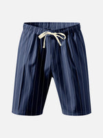 Men's Pinstripe Linen Blend Drawstring Shorts Eleven Oasis
