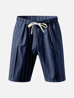Men's Pinstripe Linen Blend Drawstring Shorts Eleven Oasis