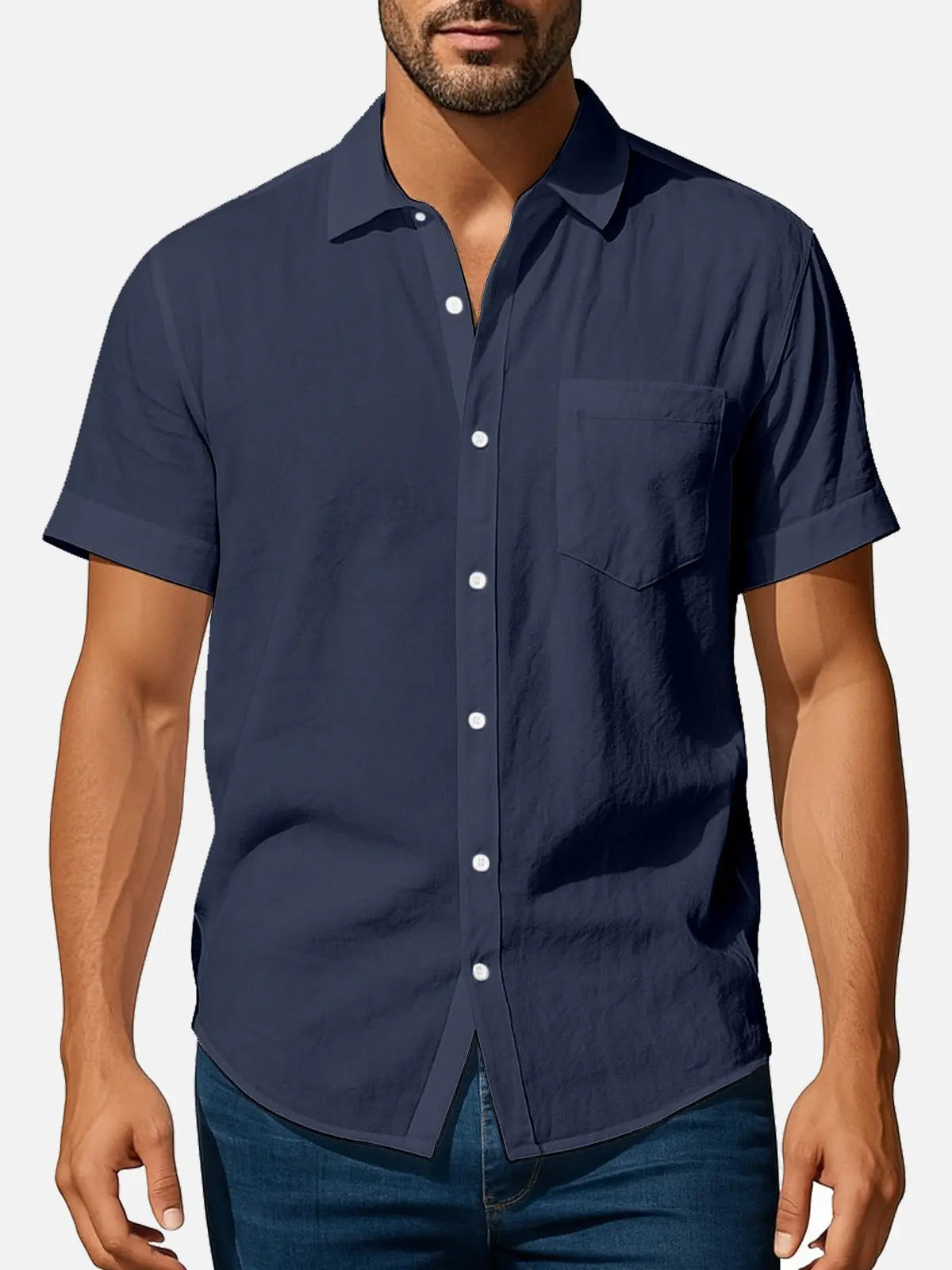 Men's Classic Linen Blend Short Sleeve Shirt Eleven Oasis
