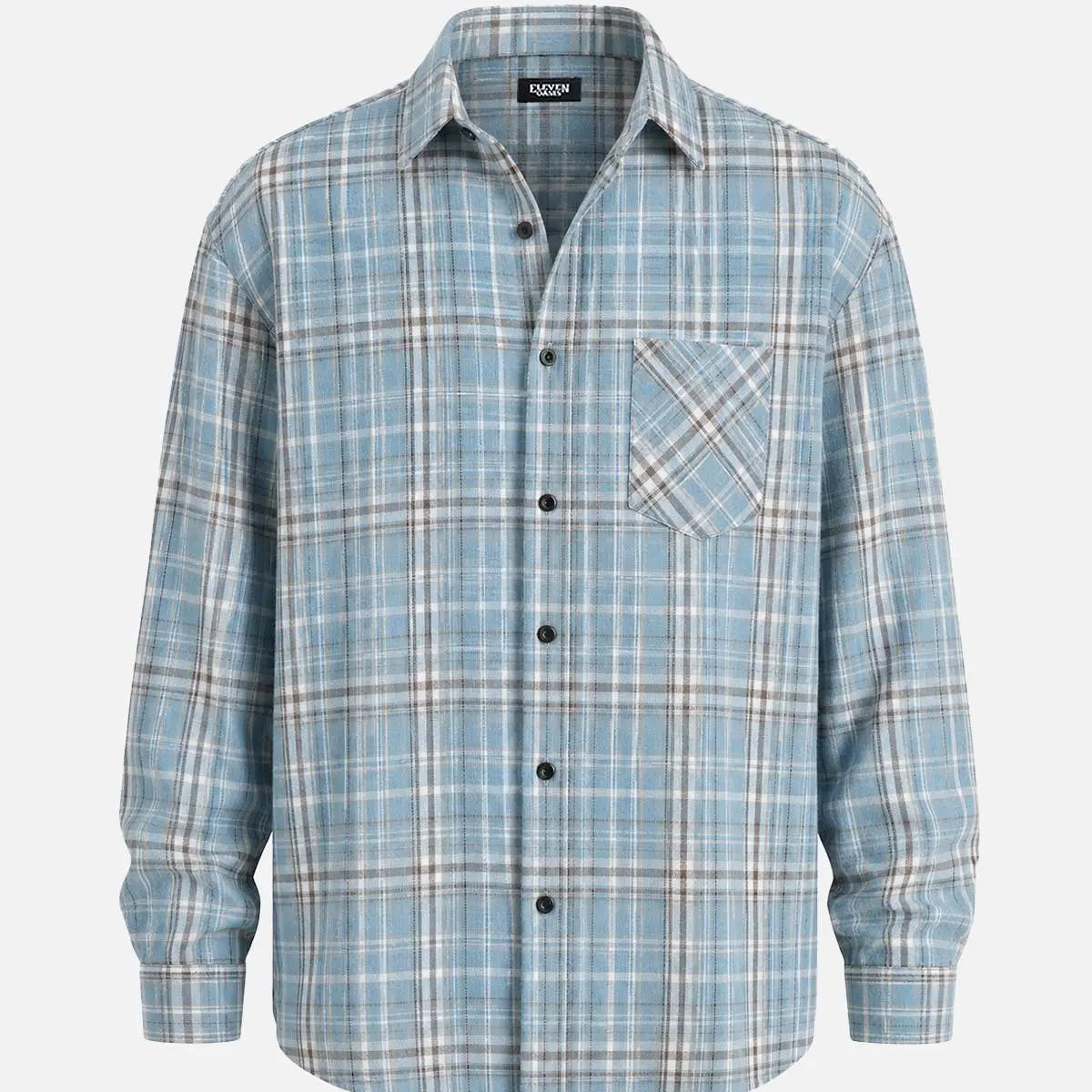 Men's Brushed Heritage Plaid Single Pocket Long Sleeve Shirt Eleven Oasis