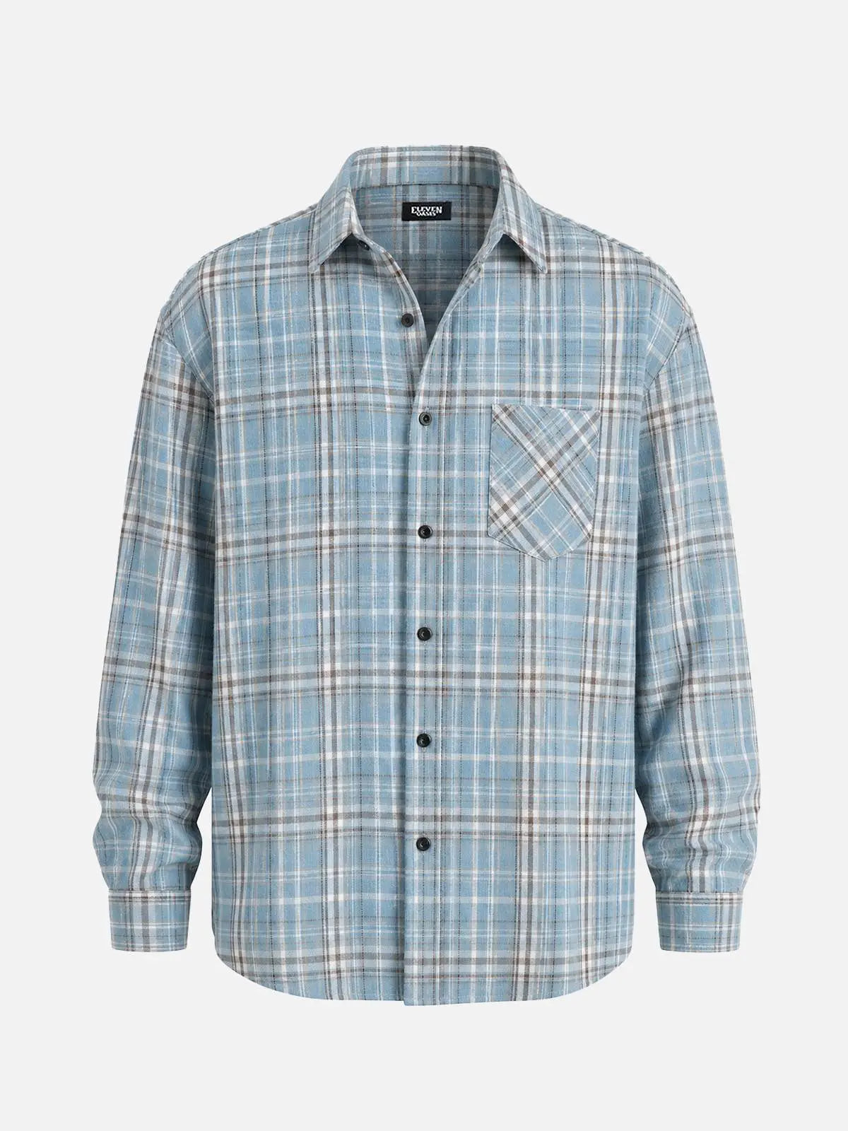 Men's Brushed Heritage Plaid Single Pocket Long Sleeve Shirt Eleven Oasis
