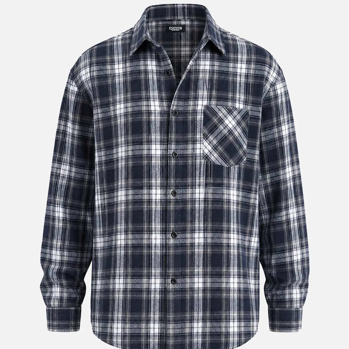 Men's Brushed Heritage Plaid Single Pocket Long Sleeve Shirt Eleven Oasis