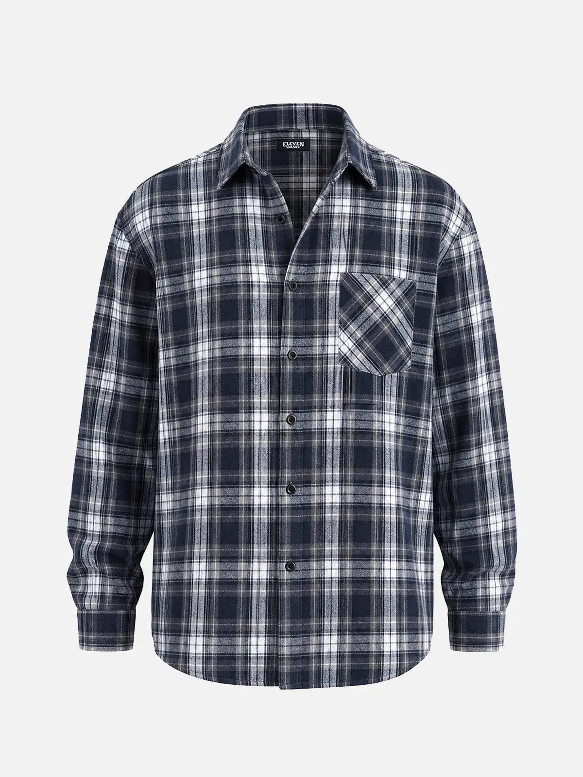 Men's Brushed Heritage Plaid Single Pocket Long Sleeve Shirt Eleven Oasis