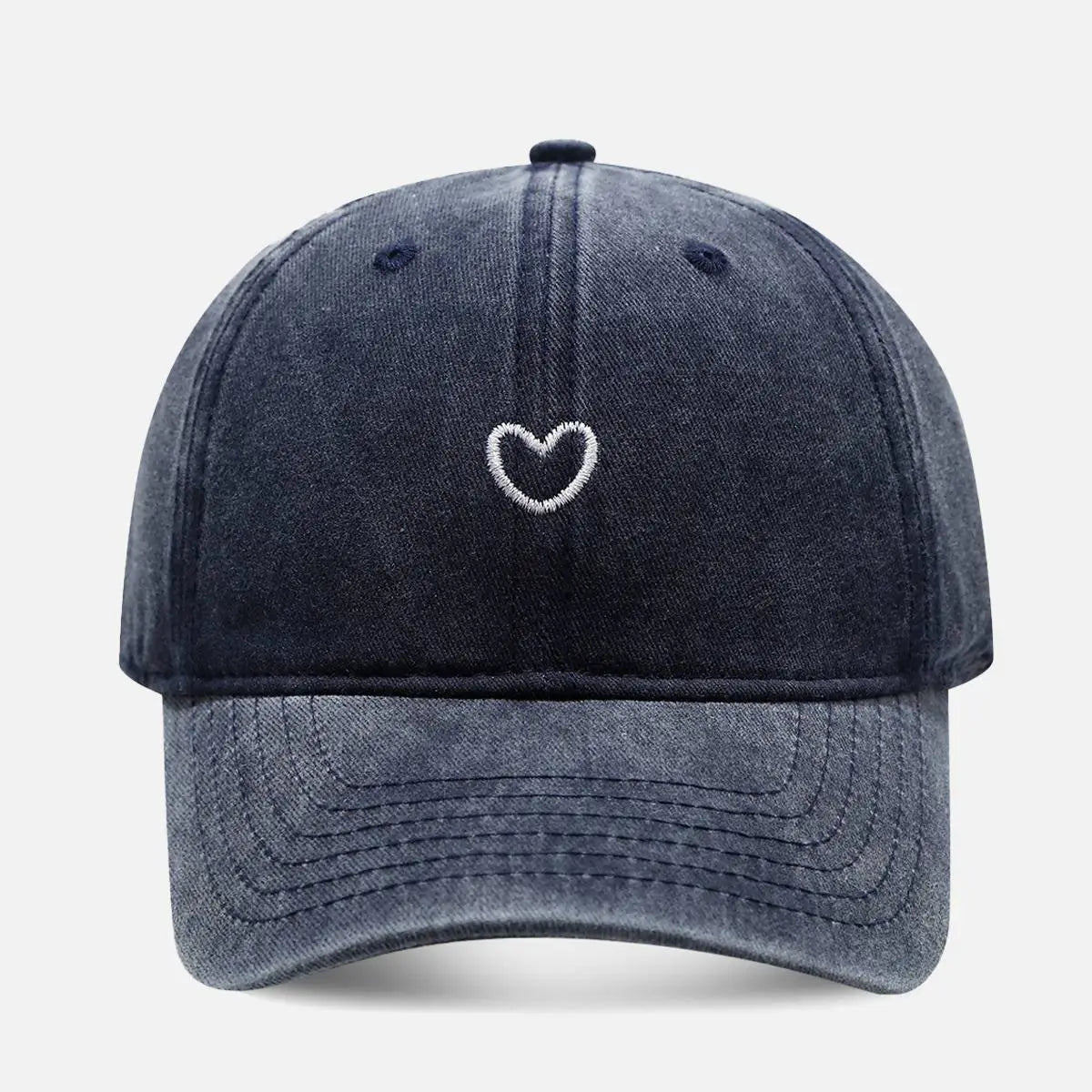 Heart Washed Cotton Baseball Cap ElevenOasis