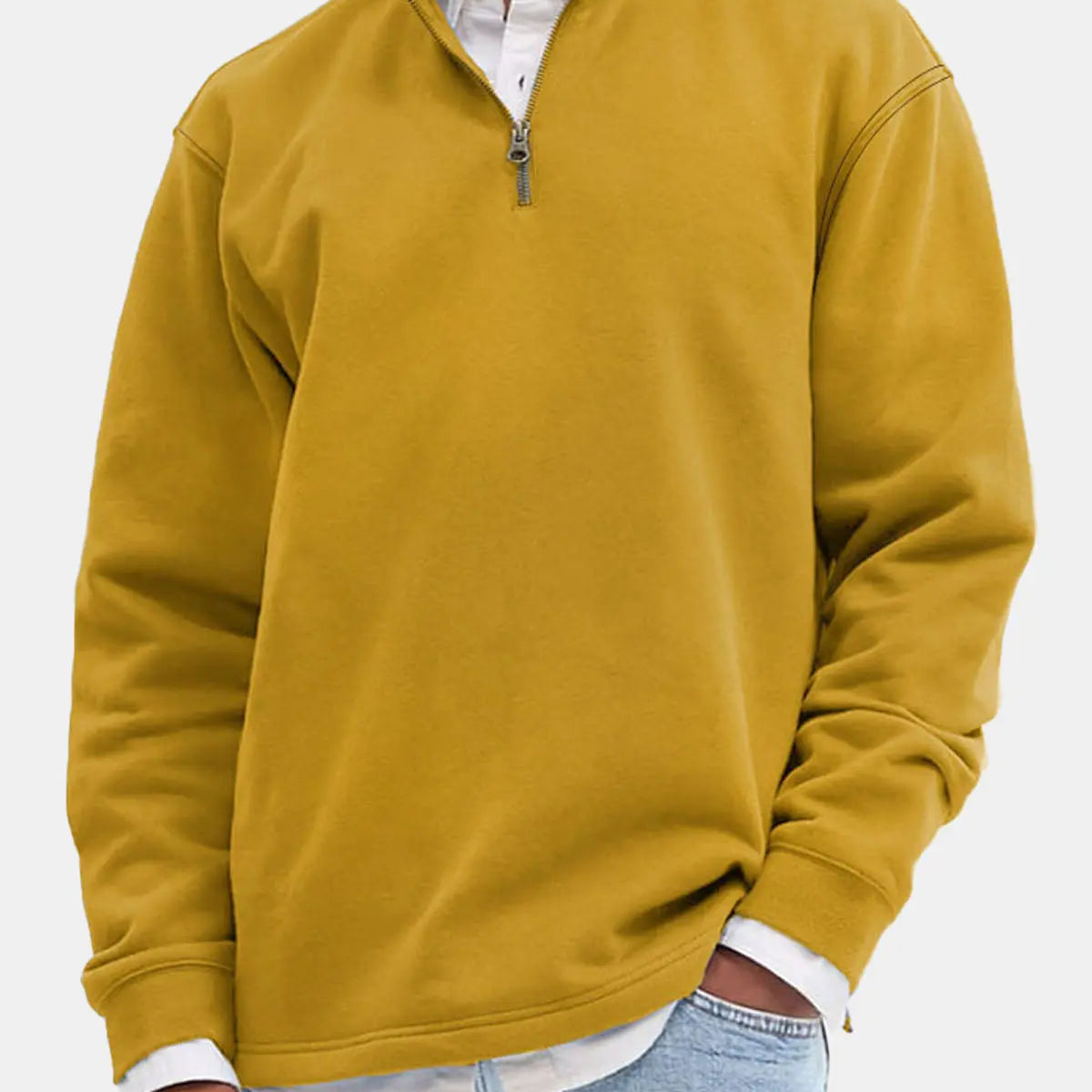 Men's Quarter-Zip Cotton Blend Sweatshirt ElevenOasis